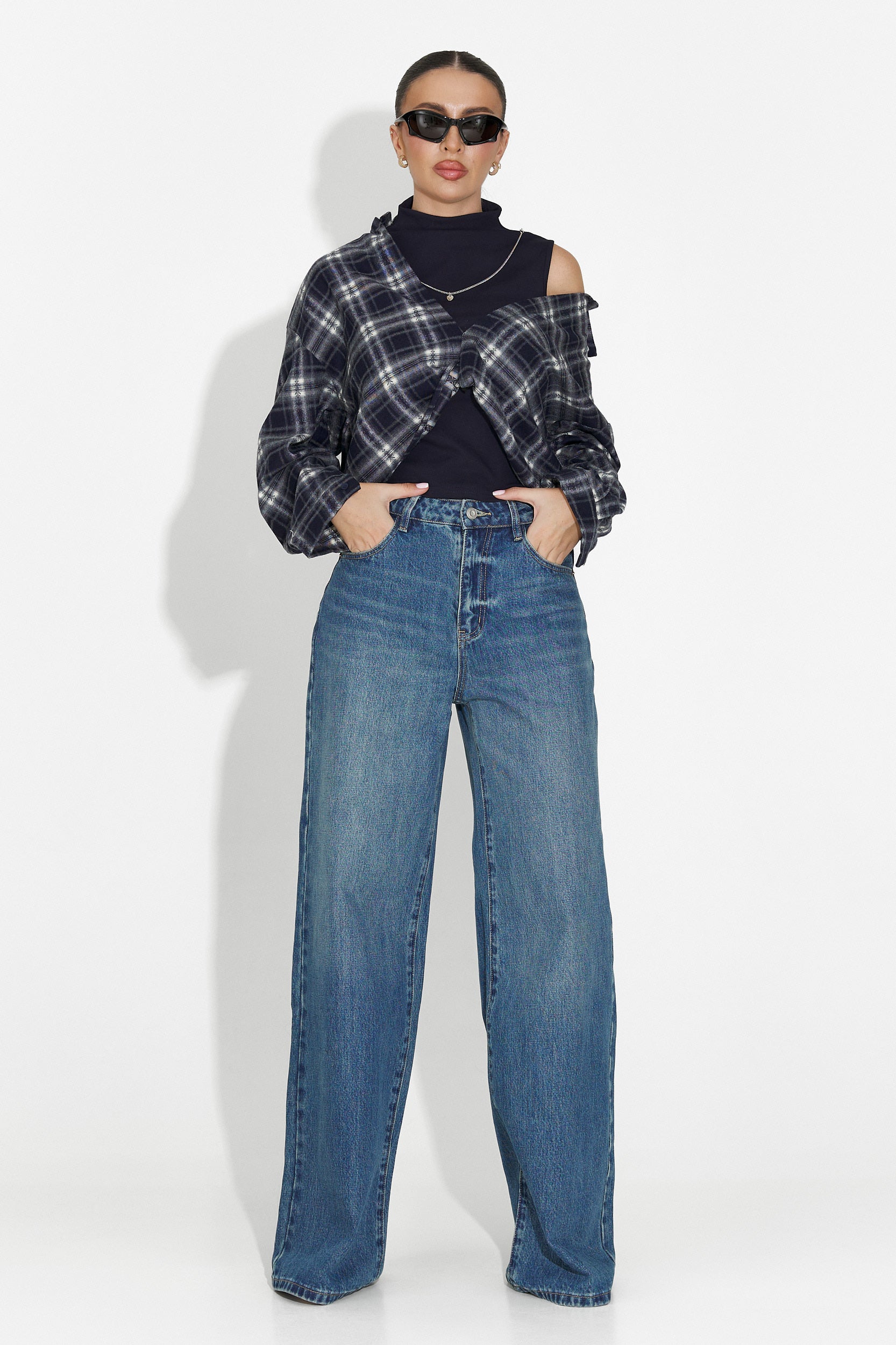 Niebieskie casualowe dżinsy damskie Nuvya Bogas