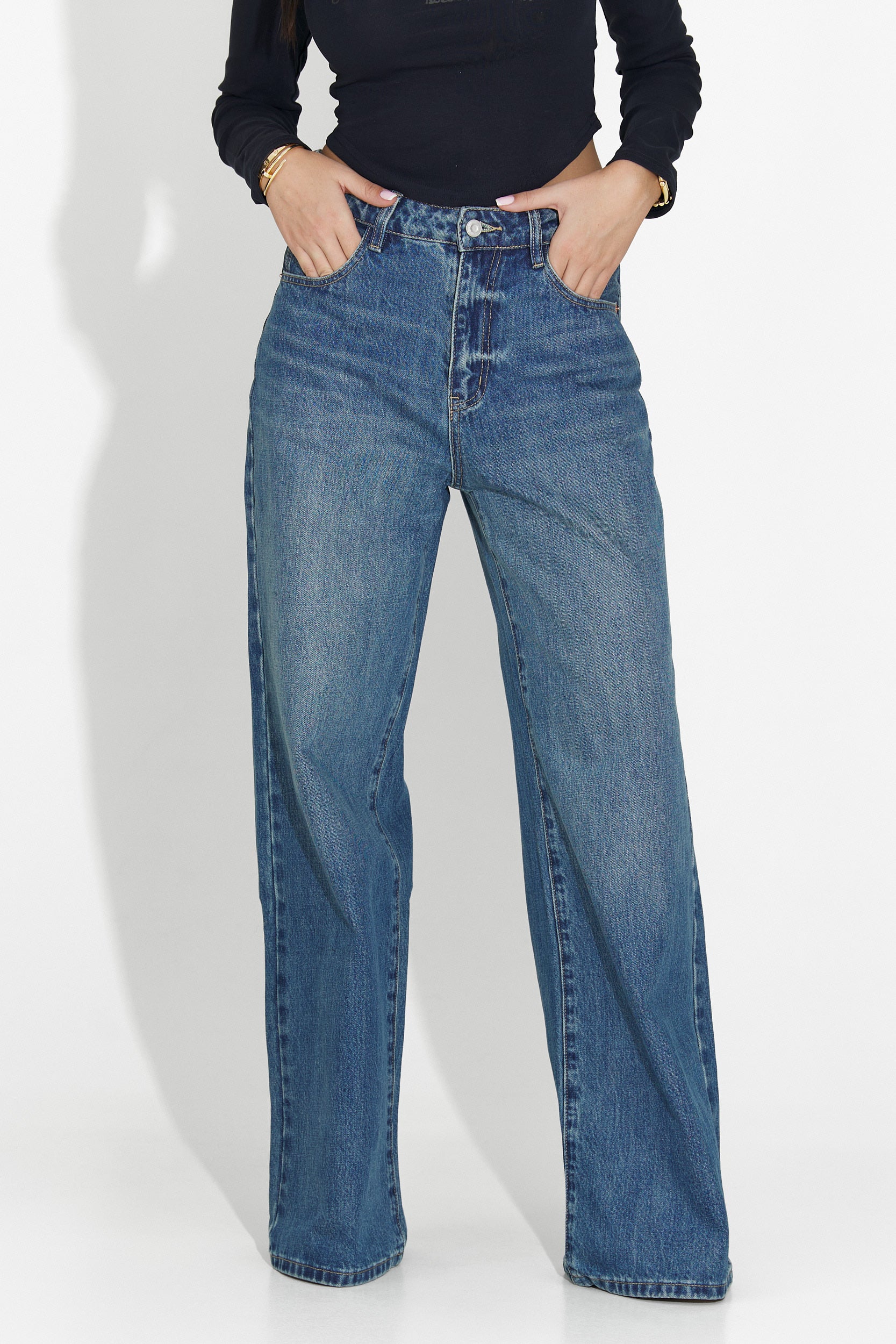 Niebieskie casualowe dżinsy damskie Nuvya Bogas