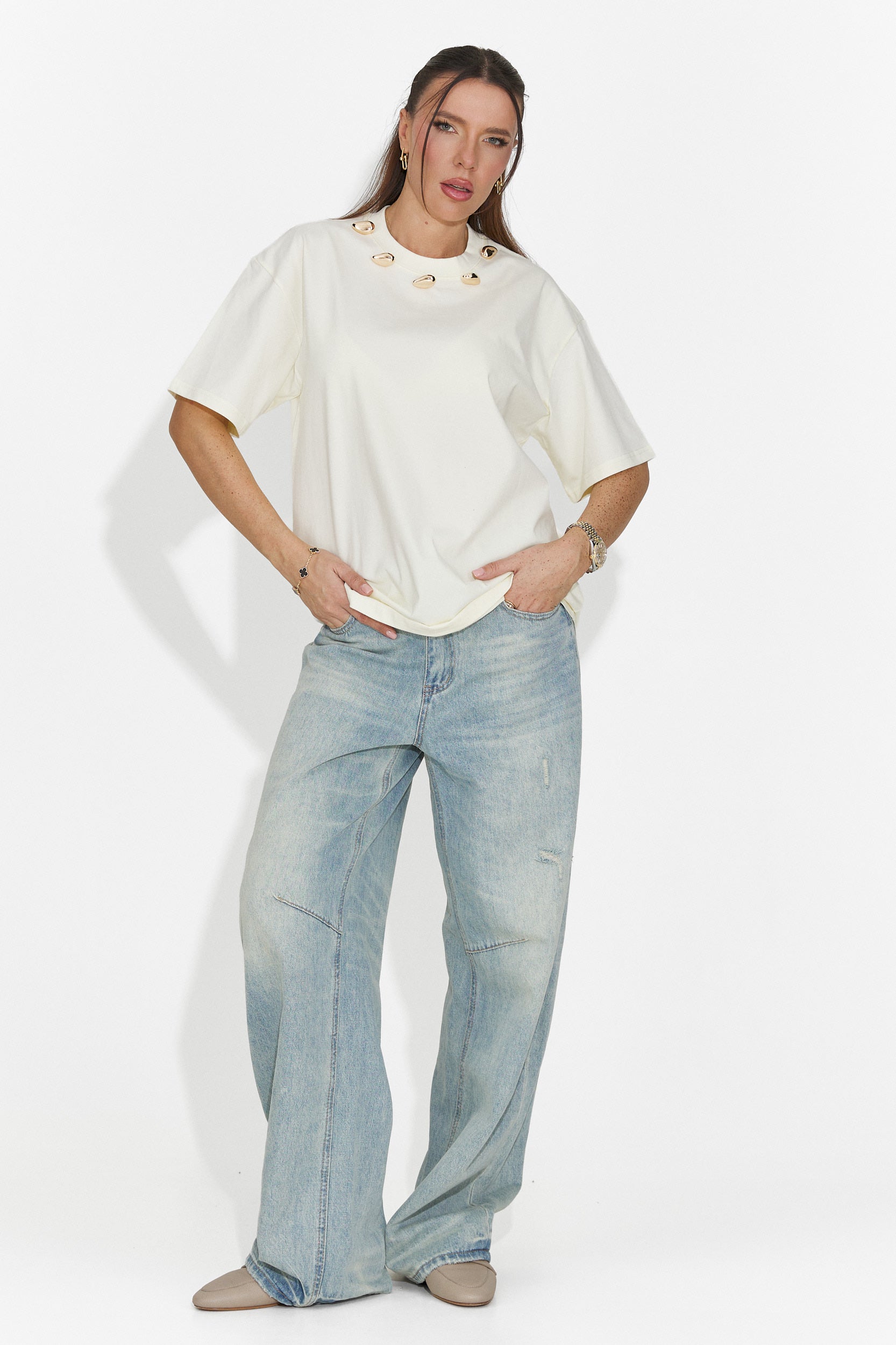 Women's casual light blue jeans Hanina Bogas