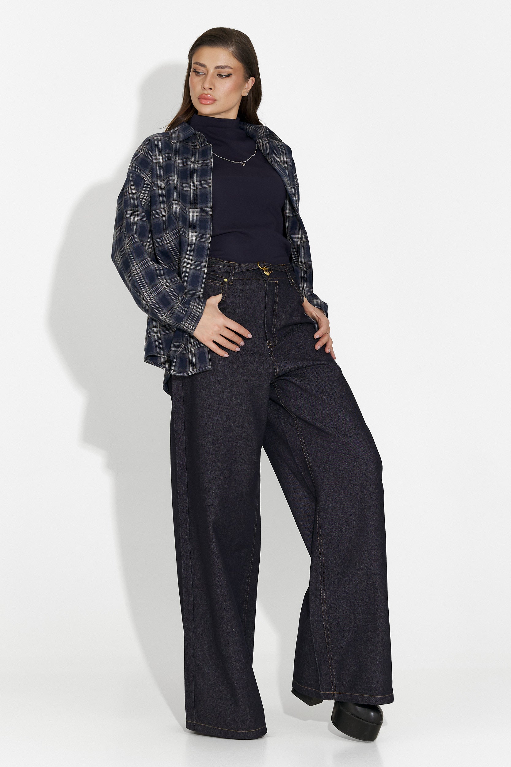 Mörkblå casual damjeans Flovira Bogas