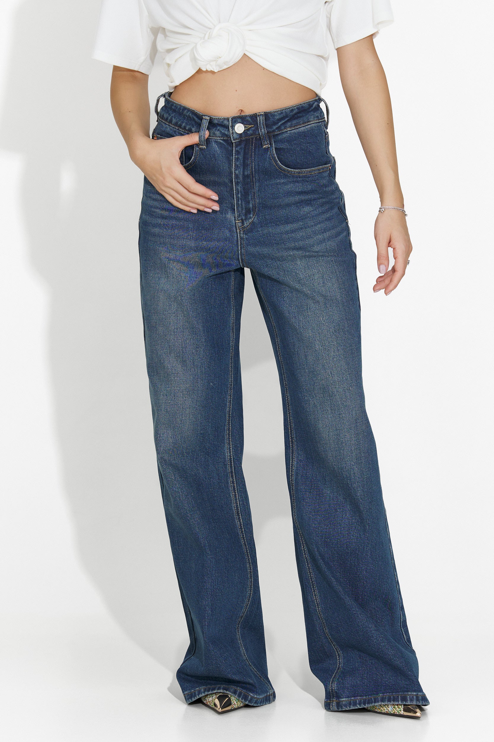 Τζιν γυναικεία casual μπλε σκούρο Liorena Bogas