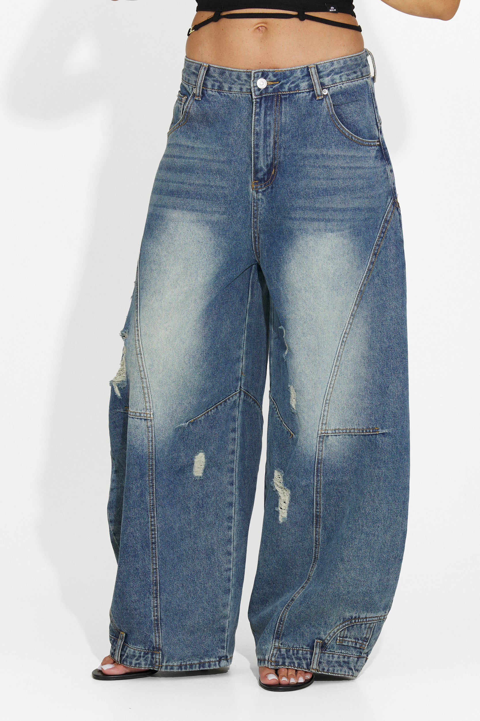 Jeans casuales azul marino para mujer Renelia Bogas