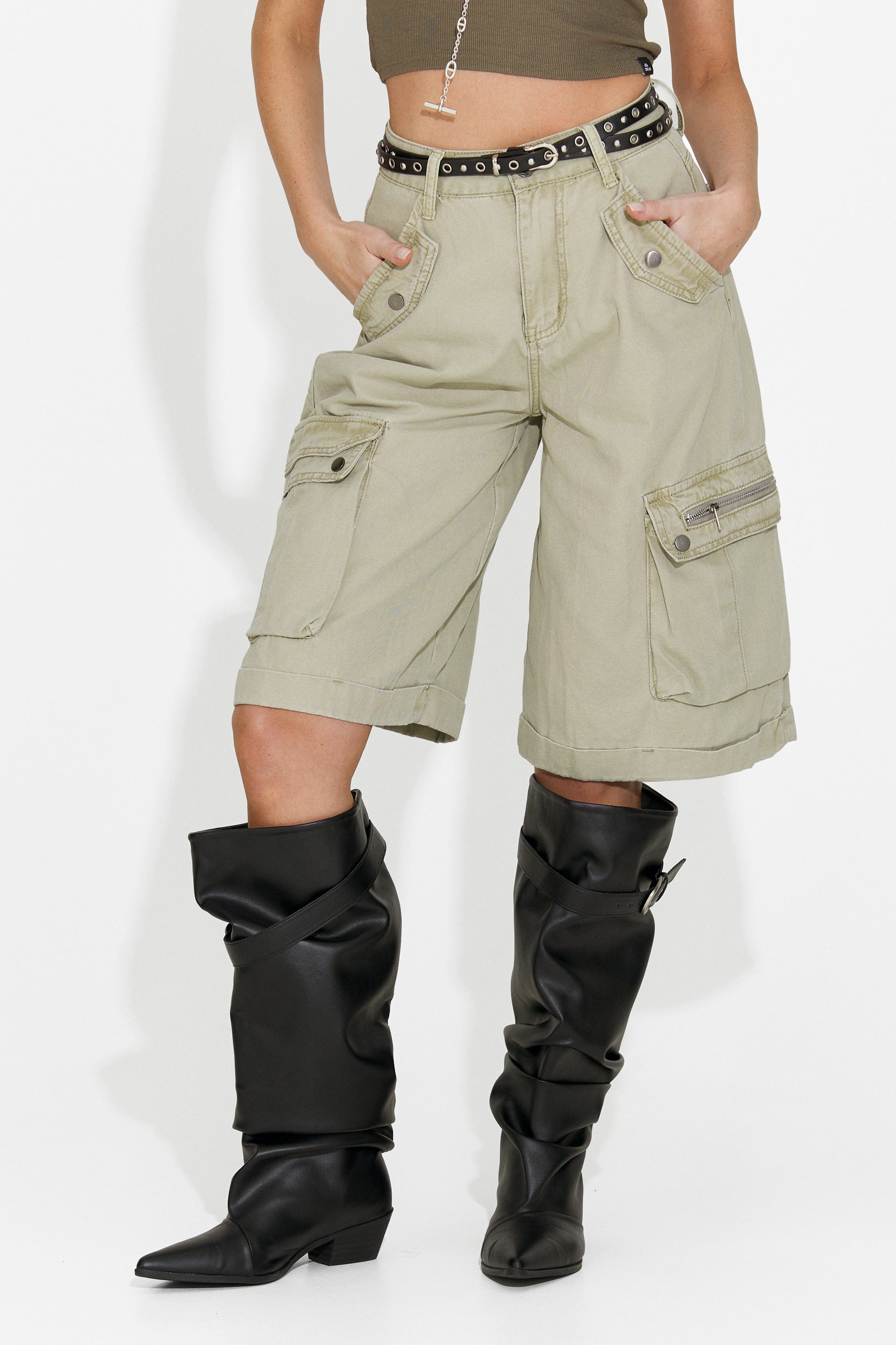 Jeans de mujer casuales caqui Yulanda Bogas