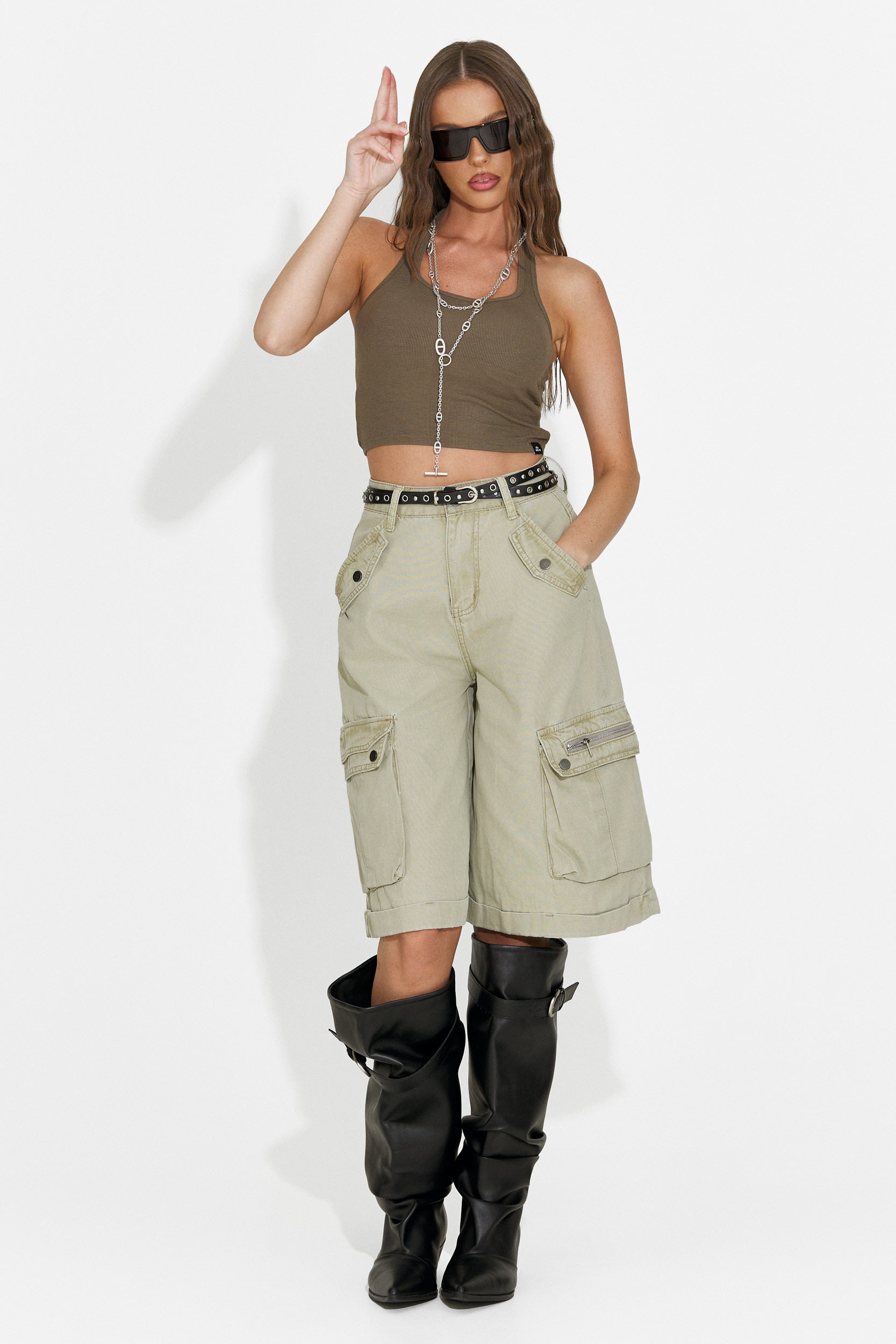 Jeans de mujer casuales caqui Yulanda Bogas