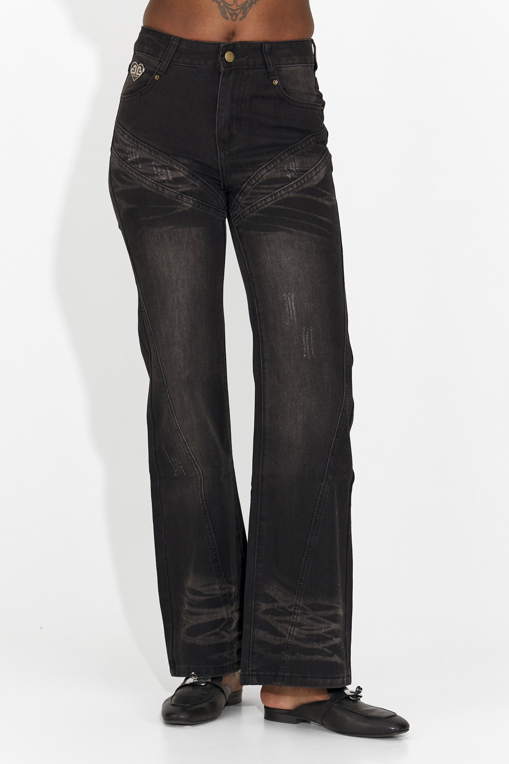 Schwarze Damenjeans, lässig, Adeia Bogas