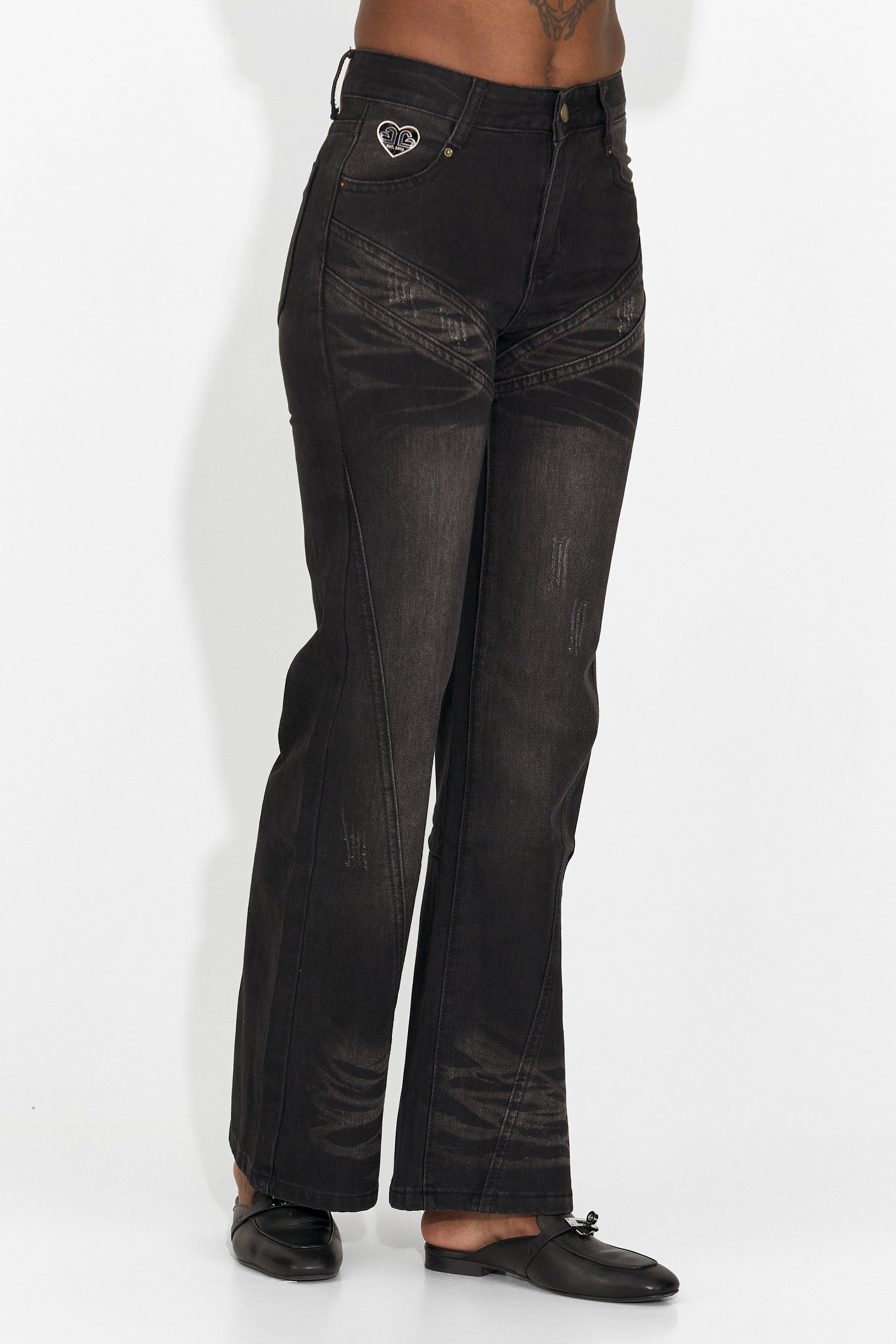 Schwarze Damenjeans, lässig, Adeia Bogas