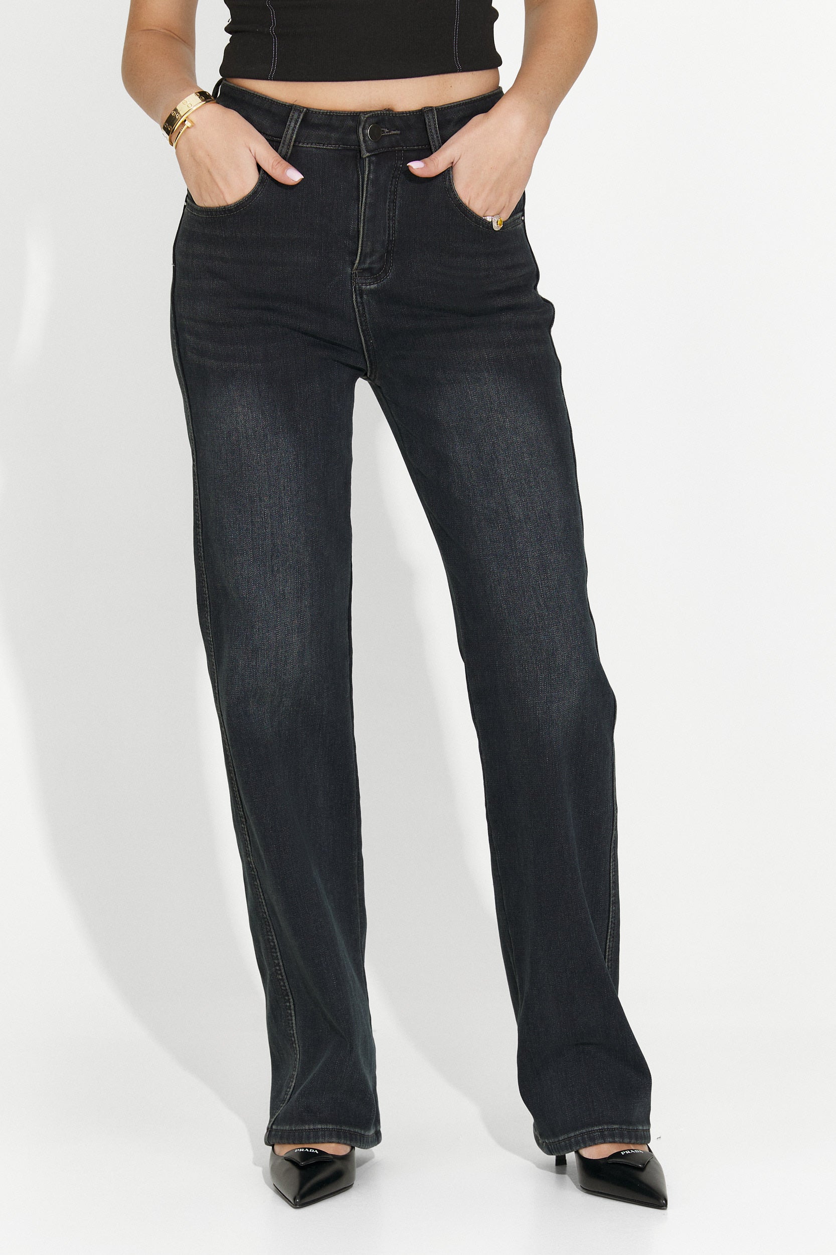 Svarta casual damjeans Brisia Bogas