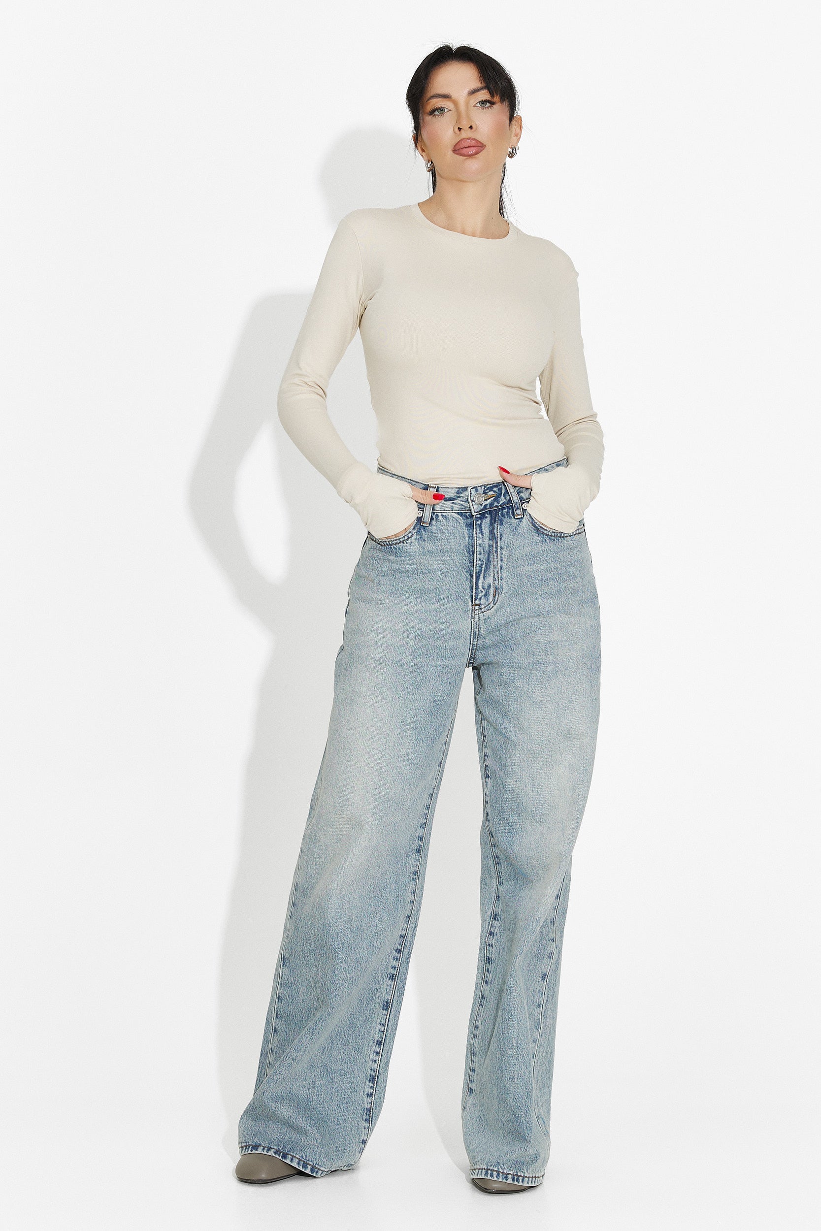 Beige casual women's blouse Kisena bogas