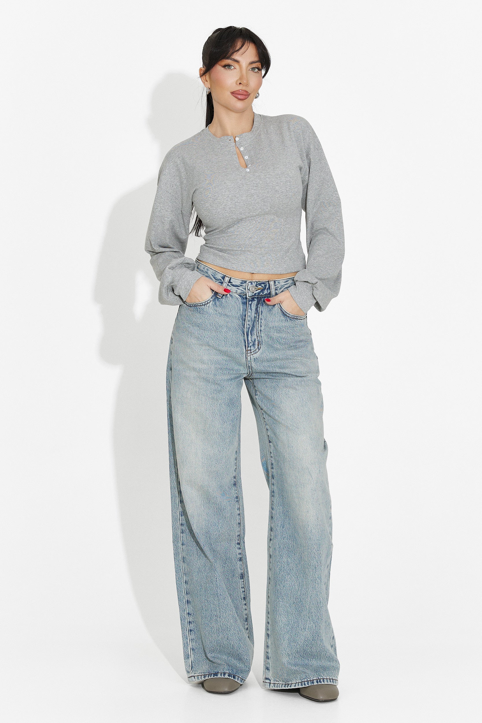 Blusa casual gris para mujer Tivora Bogas