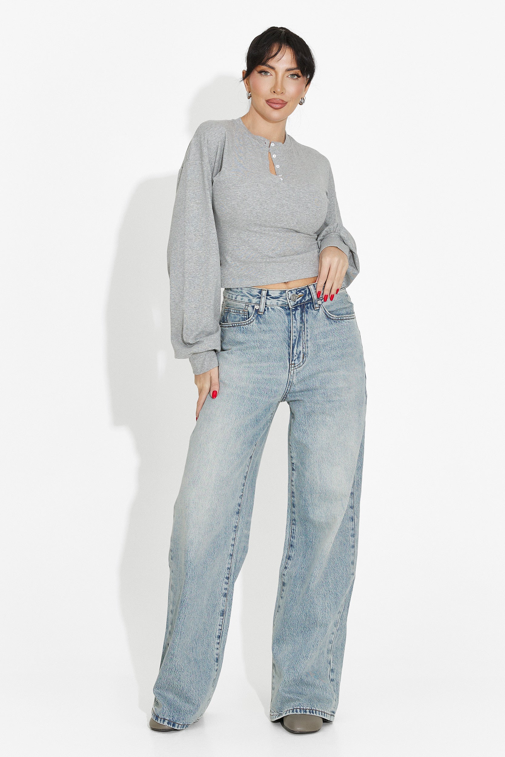 Blusa casual gris para mujer Tivora Bogas