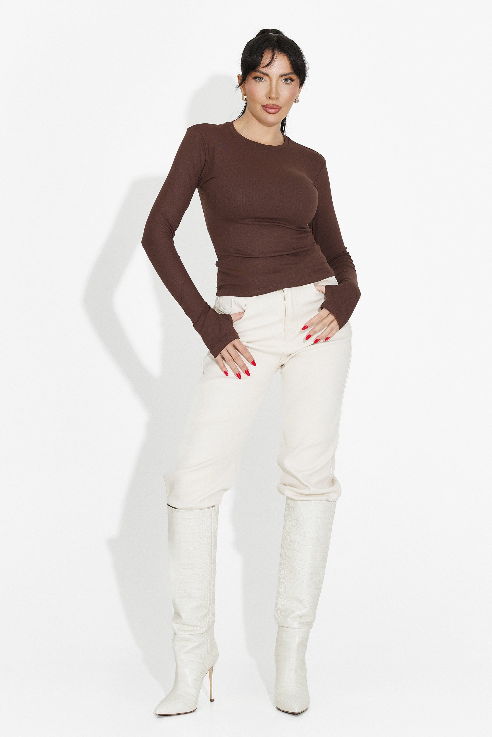 Maglia donna casual marrone Kisena bogas