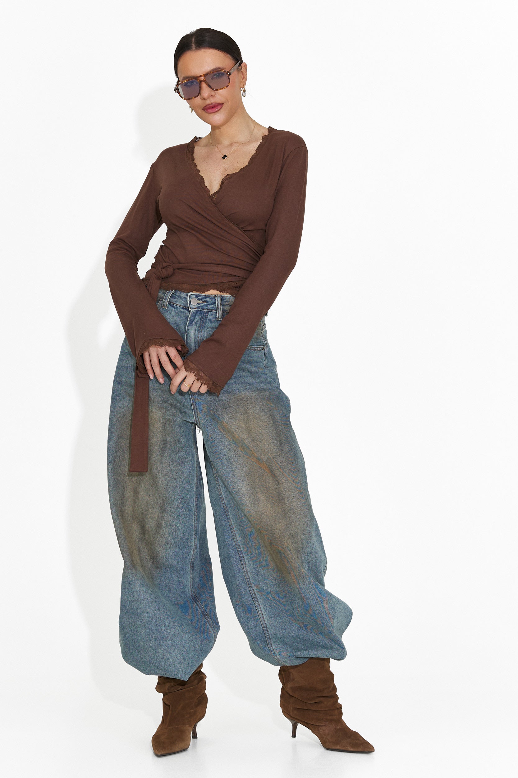 Damen-Freizeitbluse braun Zaneta Bogas