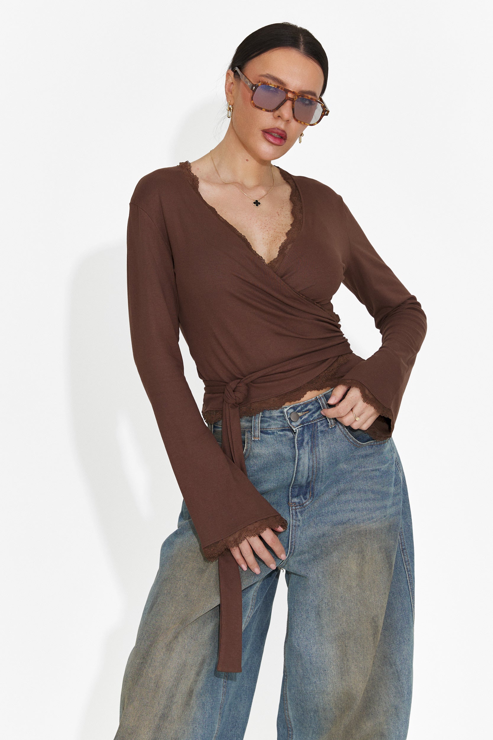 Damen-Freizeitbluse braun Zaneta Bogas