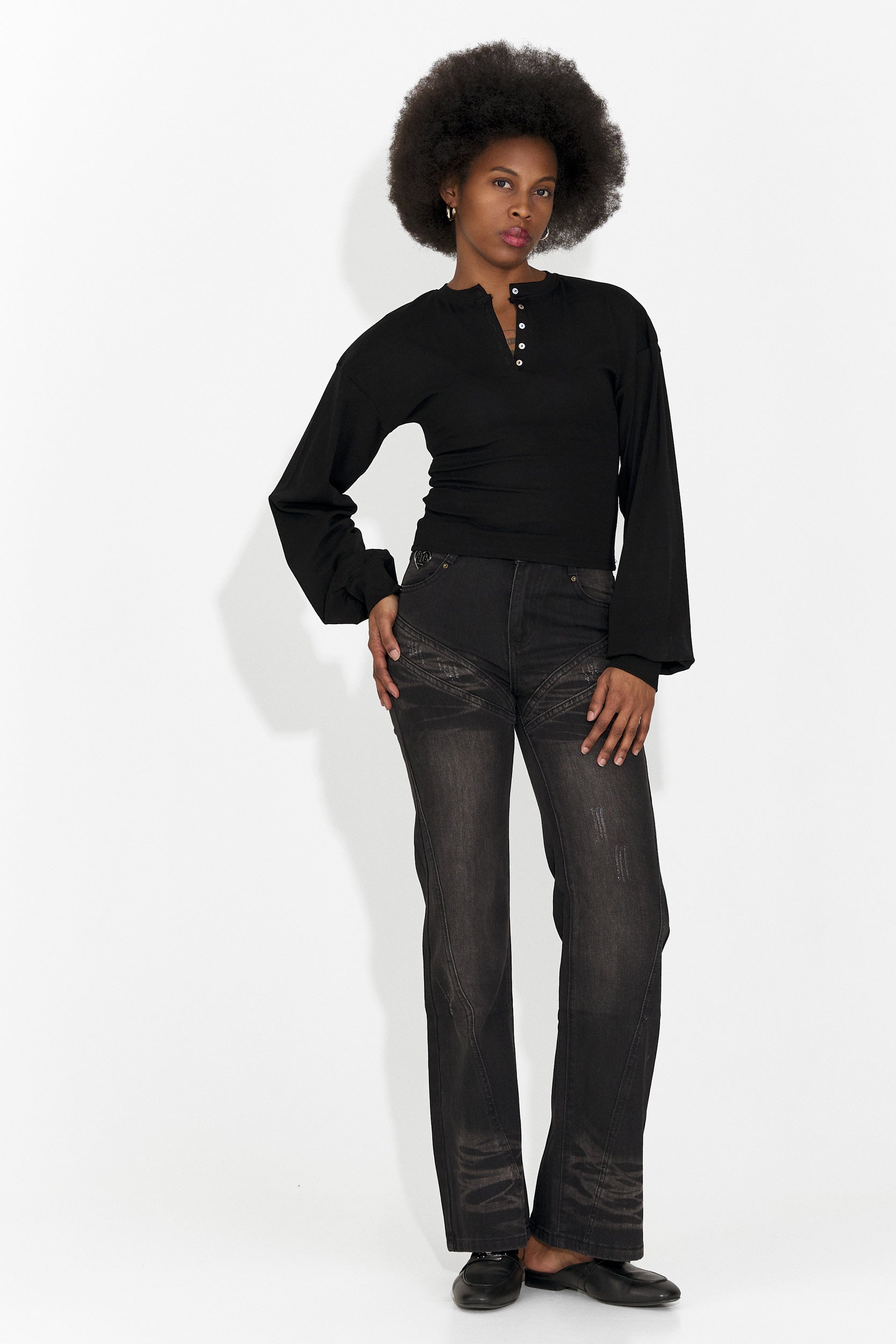 Schwarze Damen-Freizeitbluse Tivora Bogas