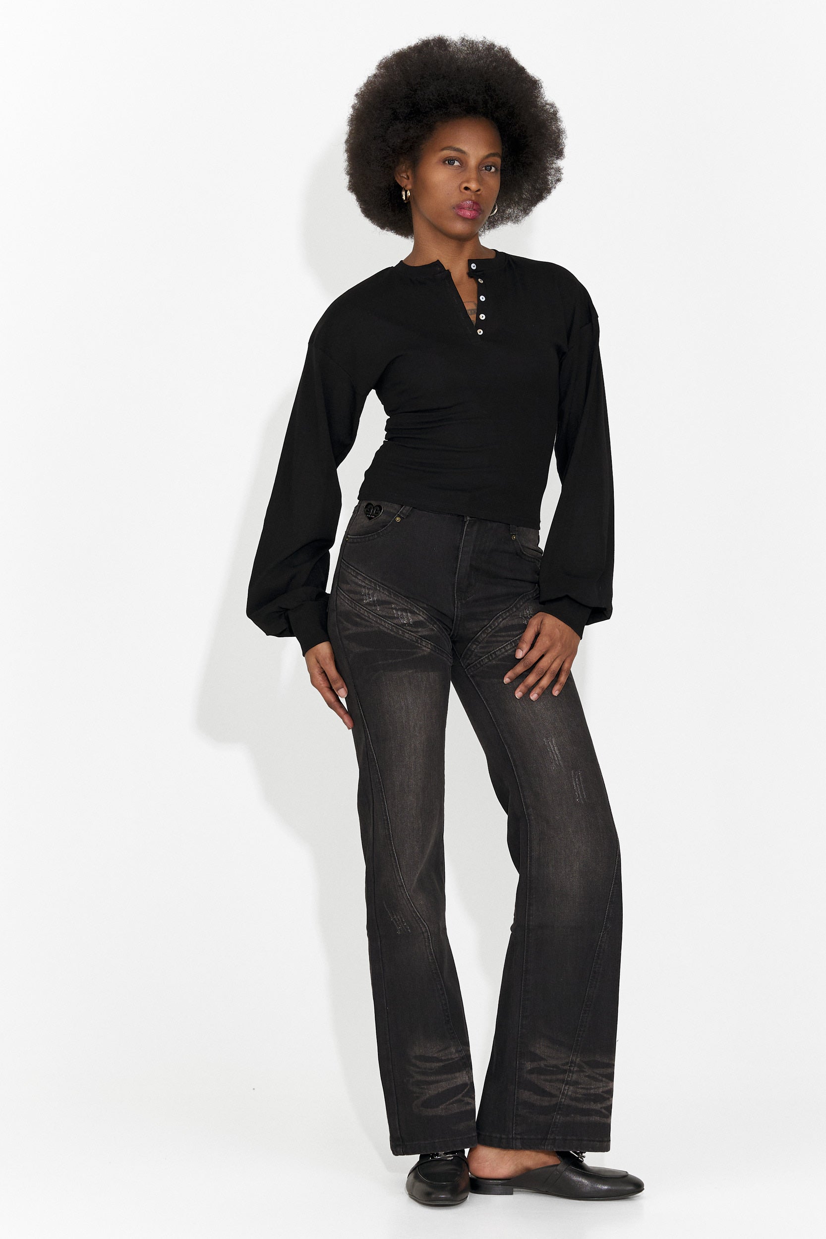 Schwarze Damen-Freizeitbluse Tivora Bogas