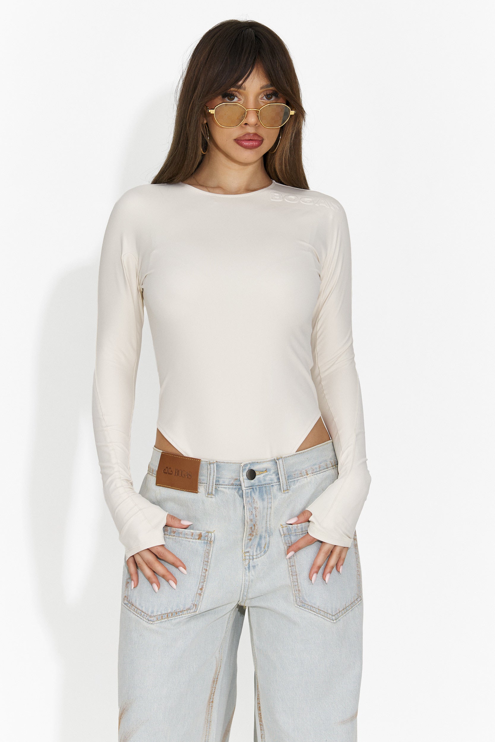 Elegantna kremna bodi bluza za dame od Mioale Bogas