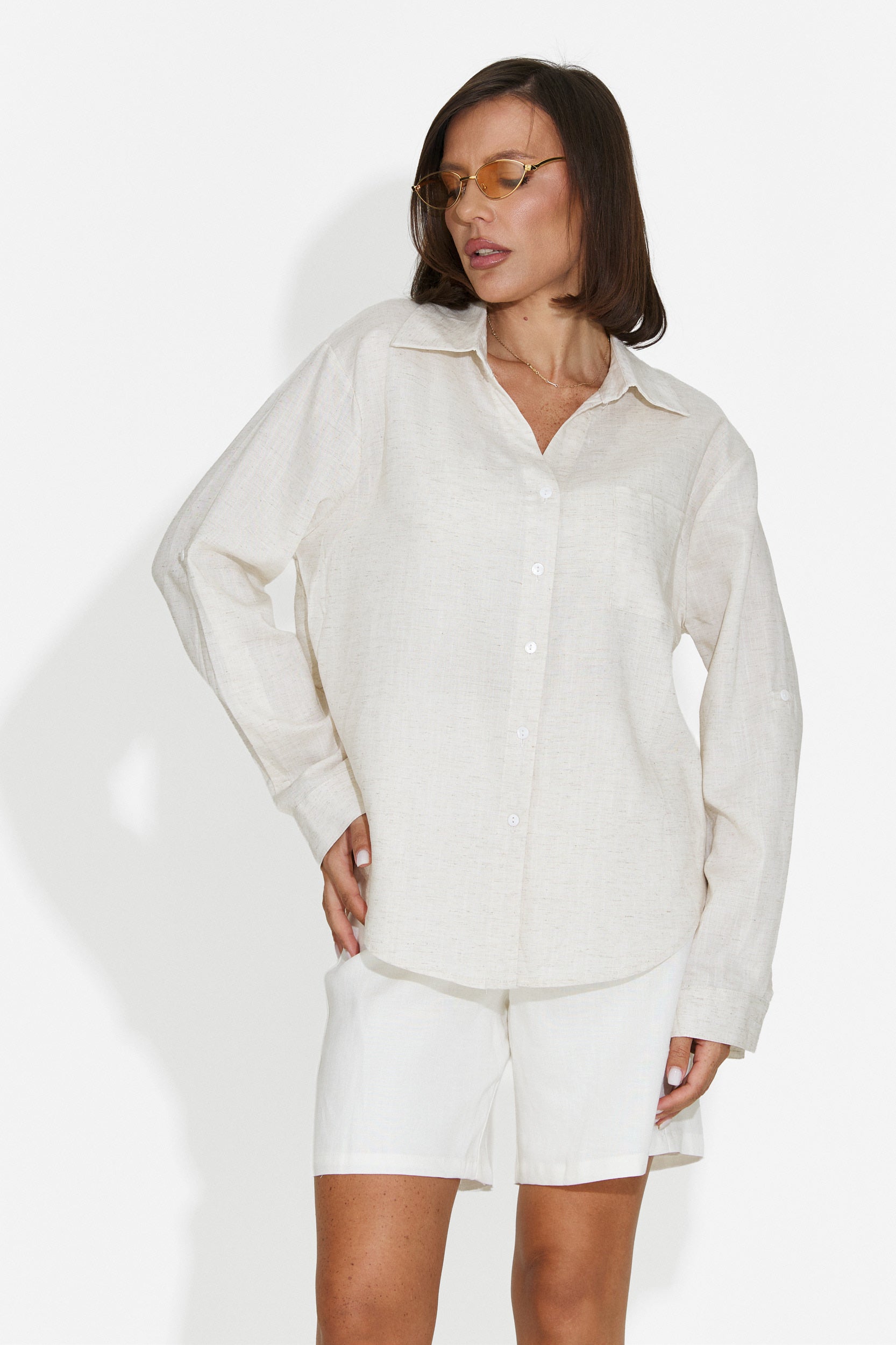Casual Beige Women's Shirt Agrilius Bogas