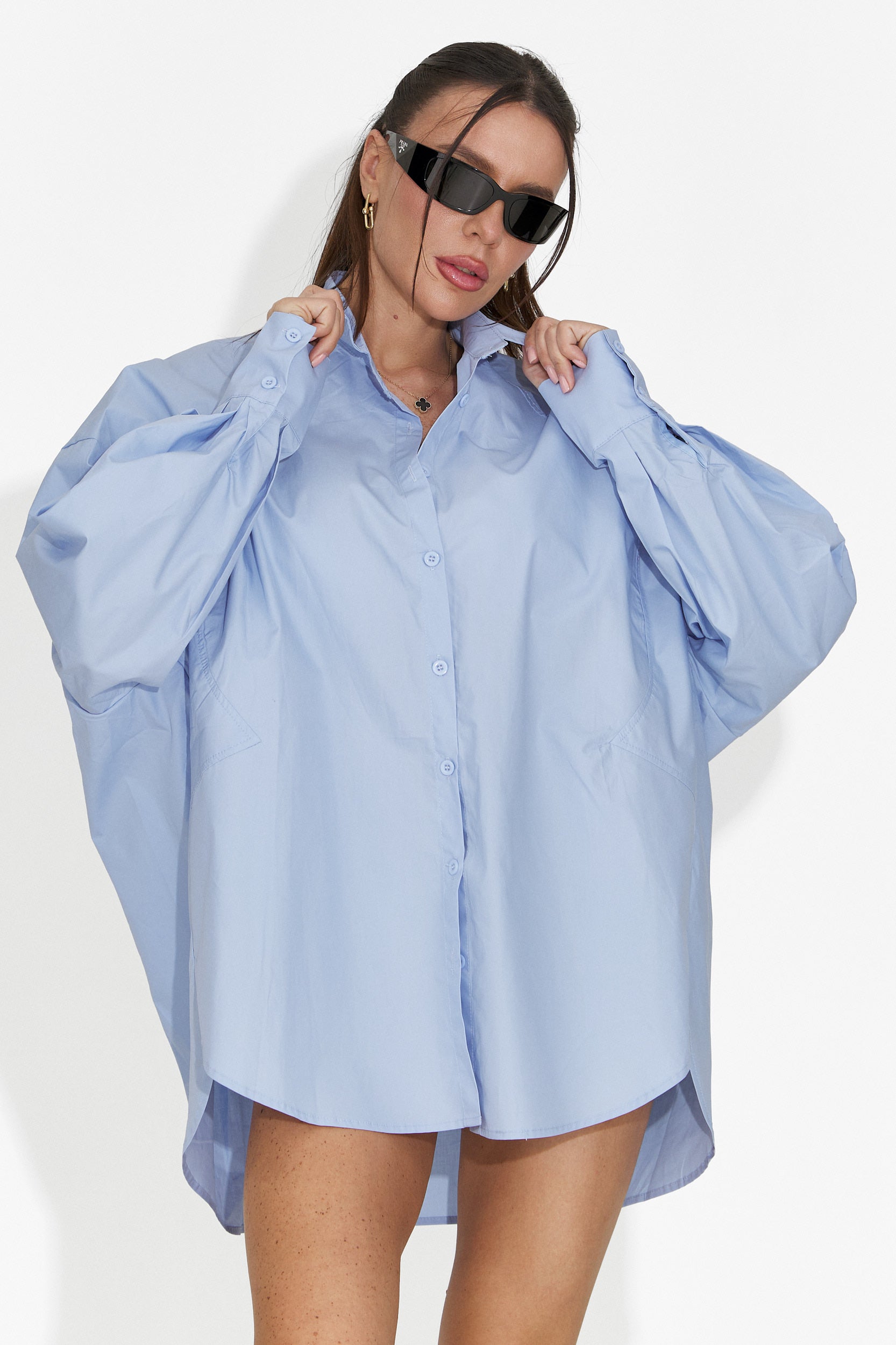 Damenhemd lässig hellblau Abrienda Bogas