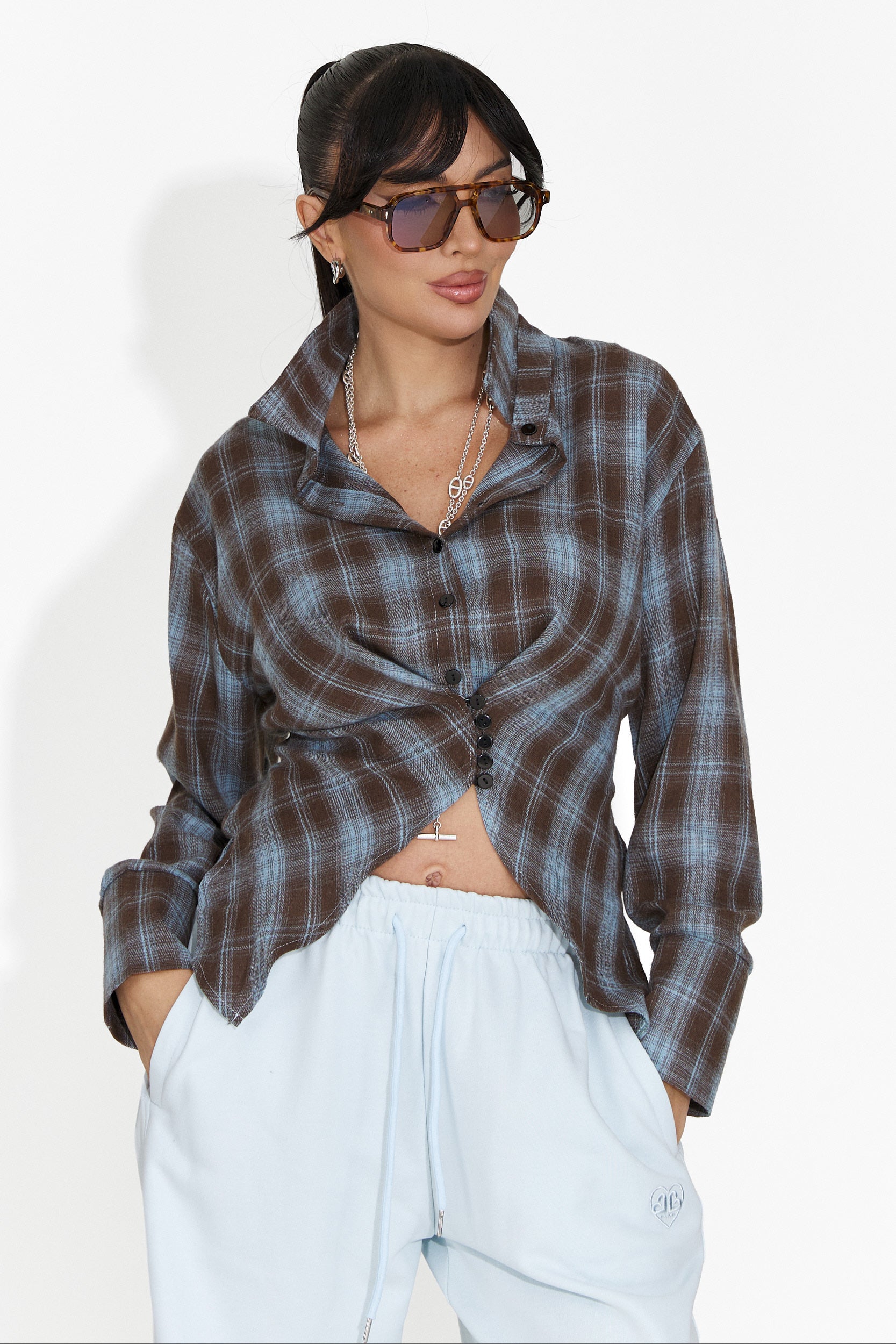 Blå avslappnad damblus Laurina Bogas