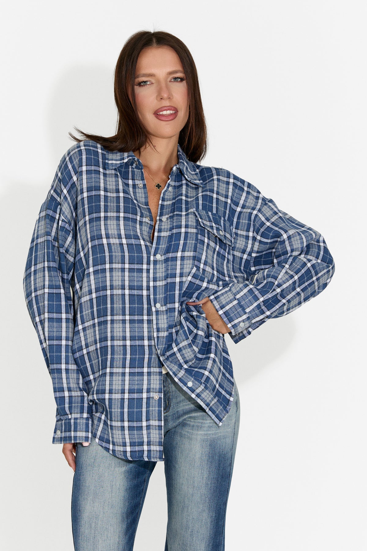 Women's casual navy blue shirt Importas Bogas