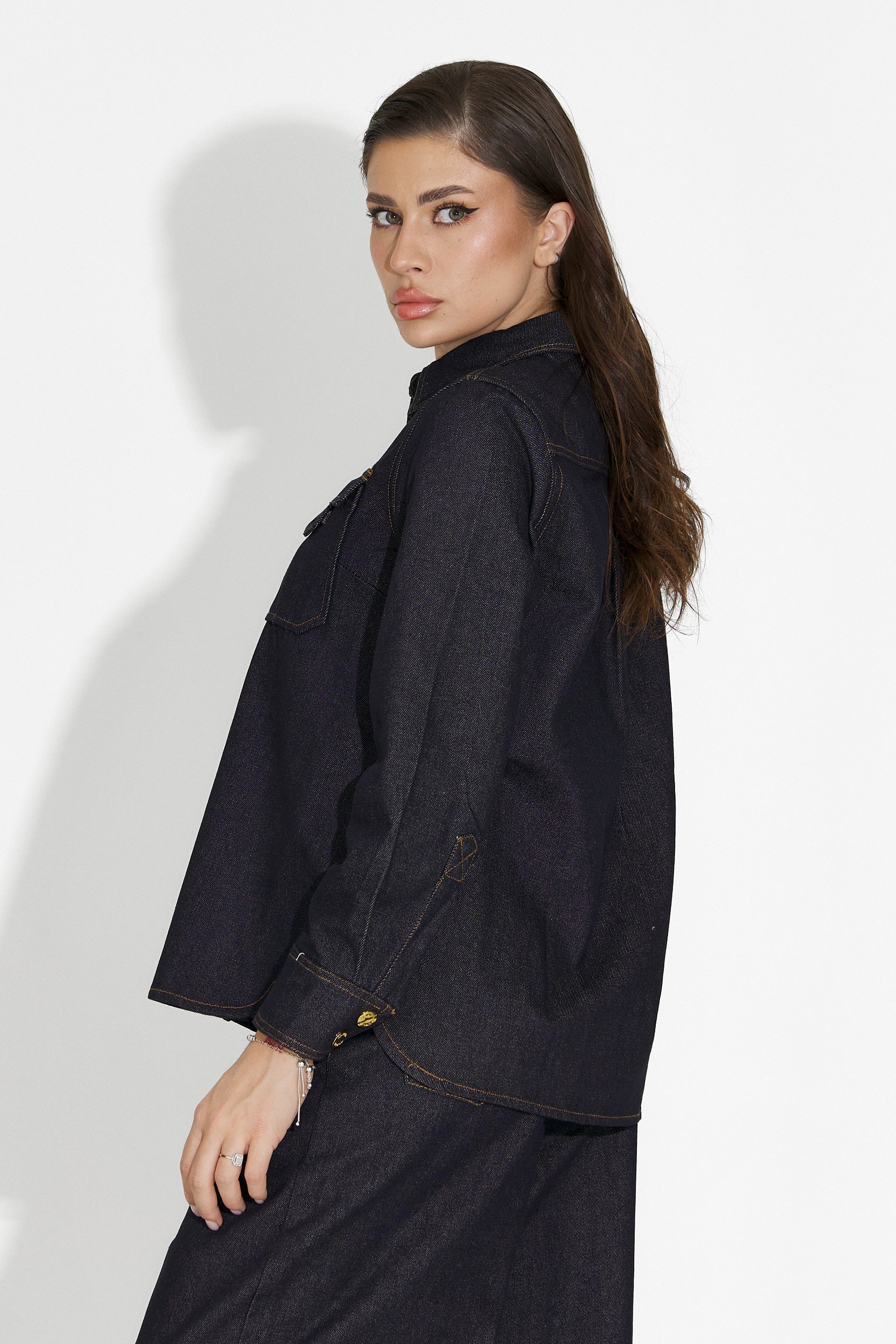 Koszula damska casual granatowa Melena Bogas