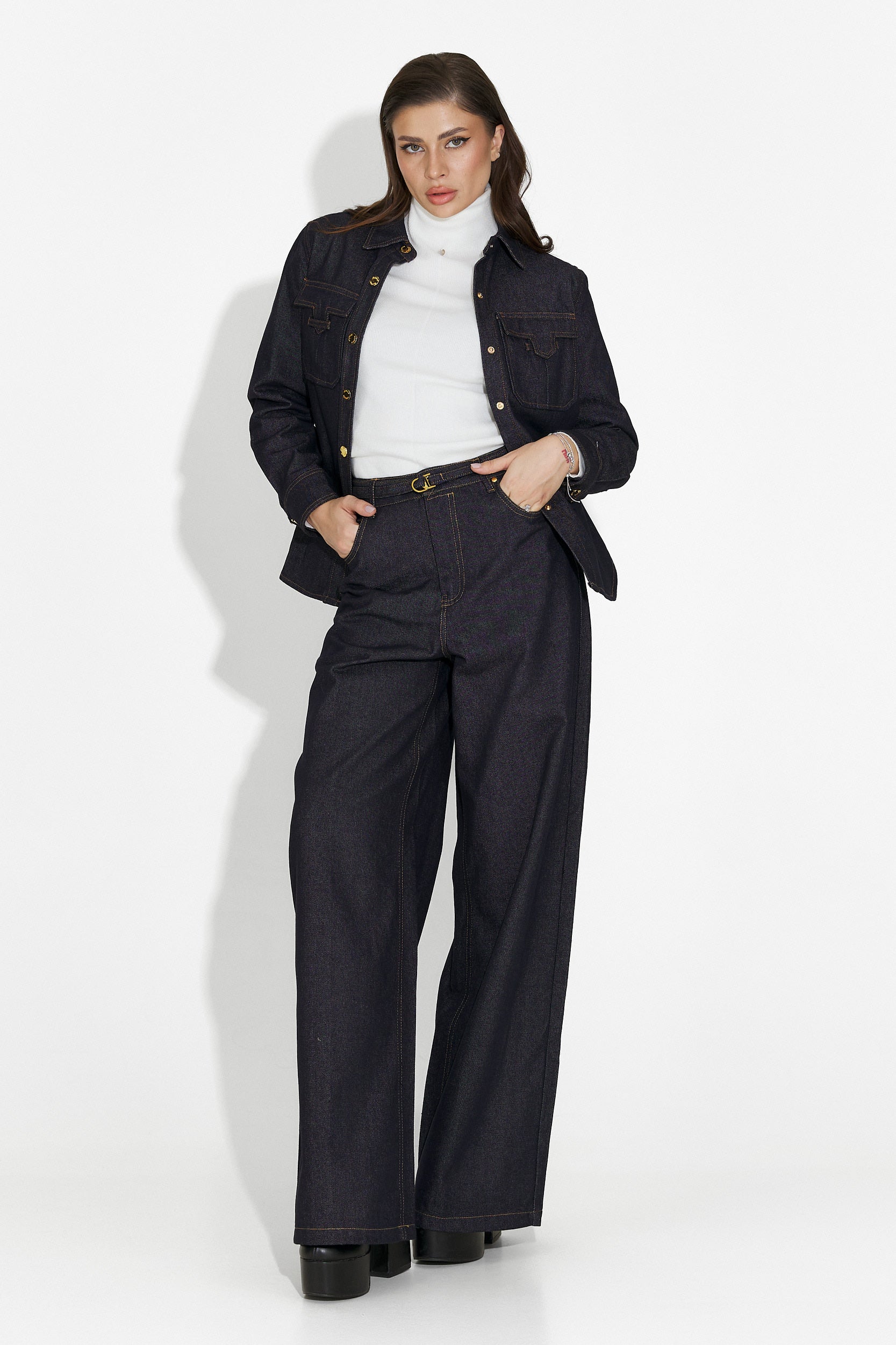 Koszula damska casual granatowa Melena Bogas