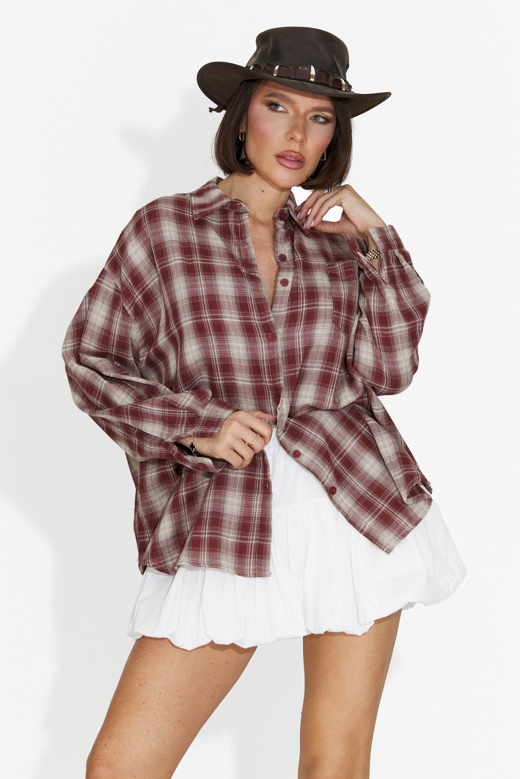 Letiza Bogas Casual Burgundy Women's Shirt