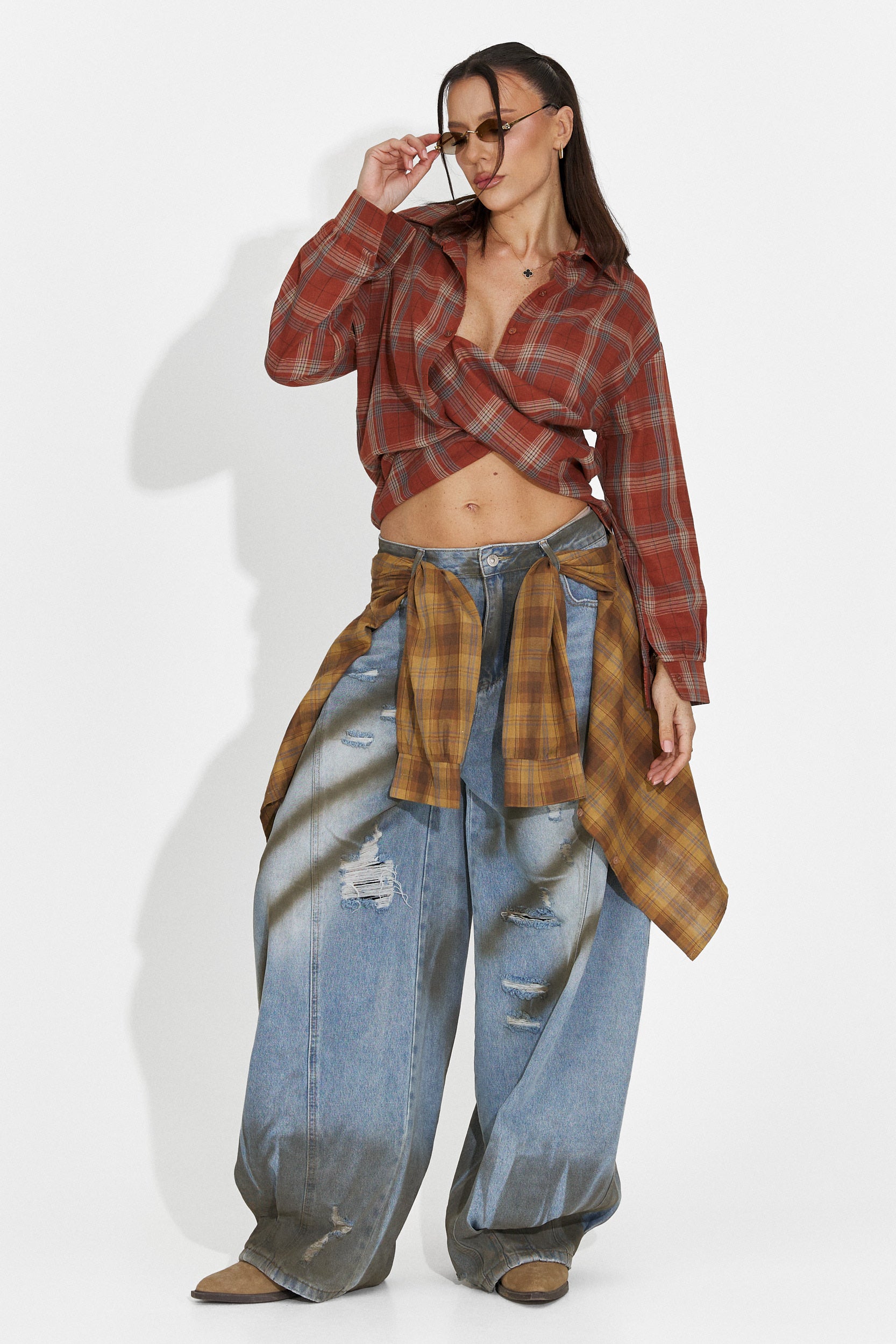 Neformálna tehlová červená ženská košeľa Barcely Bogas