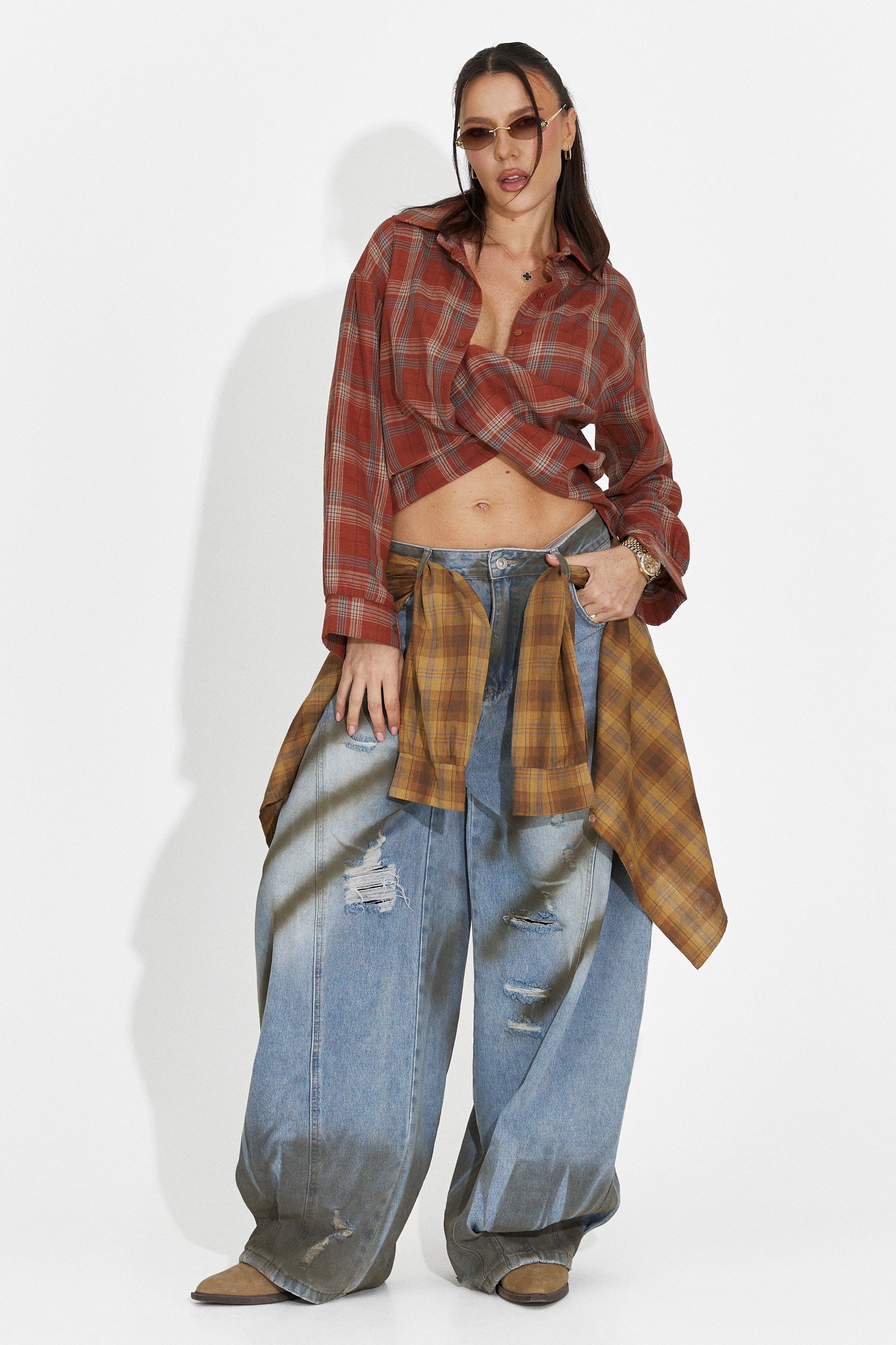 Neformálna tehlová červená ženská košeľa Barcely Bogas