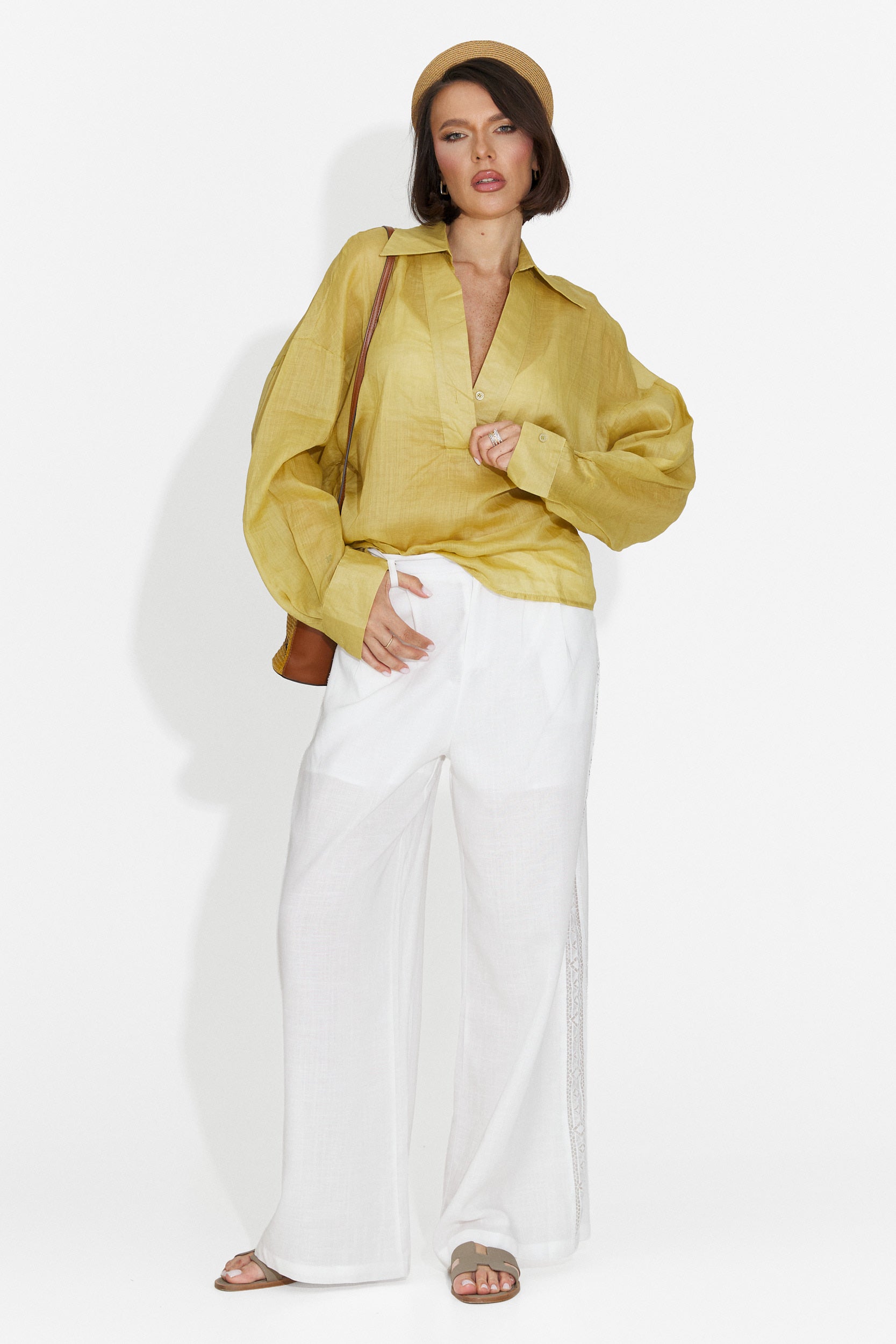 Hibiscus Bogas Casual Yellow Women's Shirt