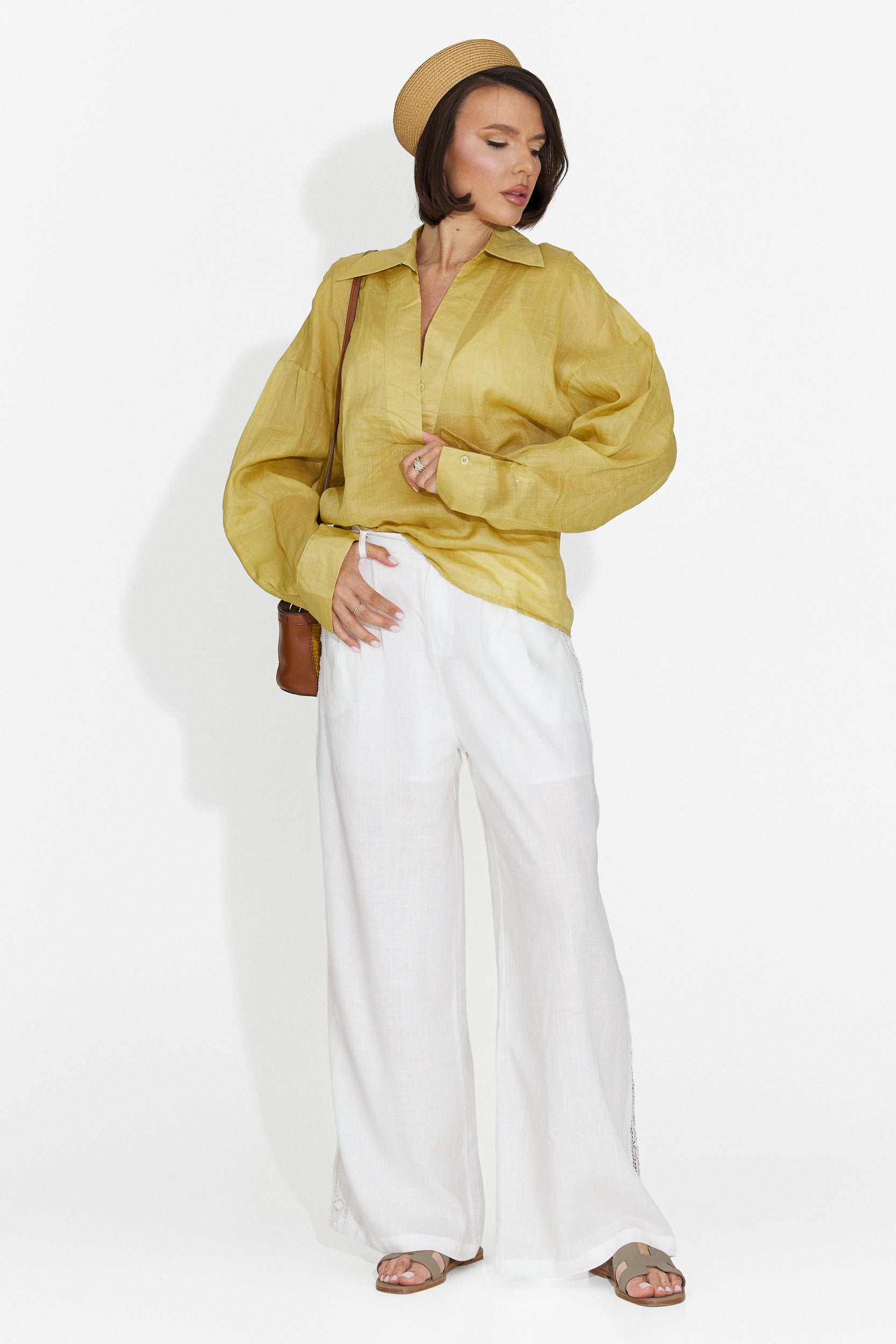 Hibiscus Bogas Casual Yellow Women's Shirt