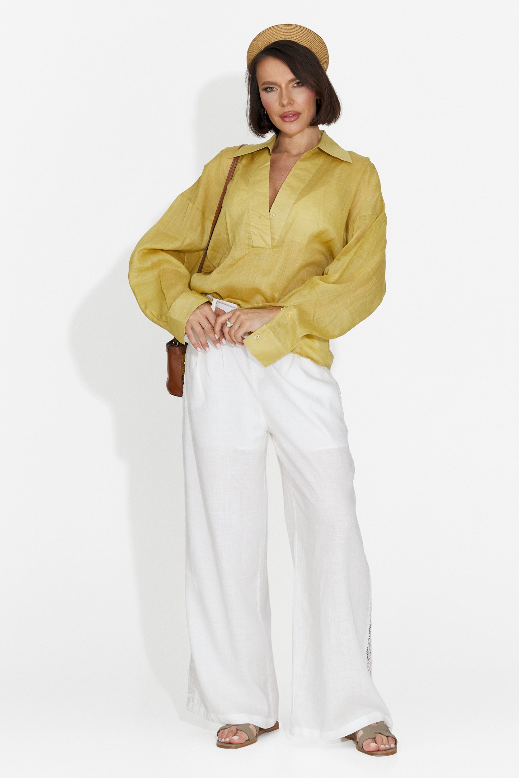 Hibiscus Bogas Casual Yellow Women's Shirt