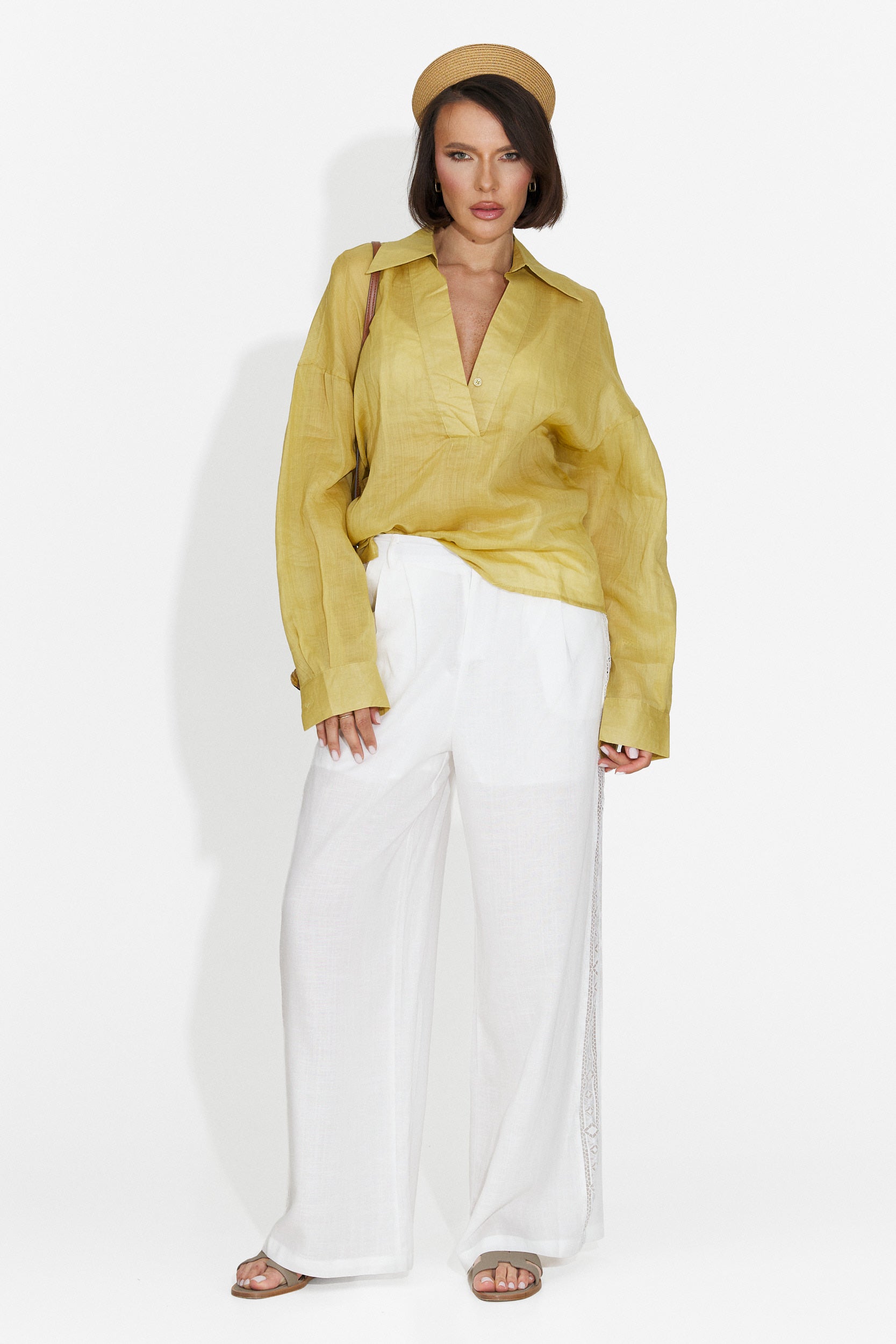 Hibiscus Bogas Casual Yellow Women's Shirt
