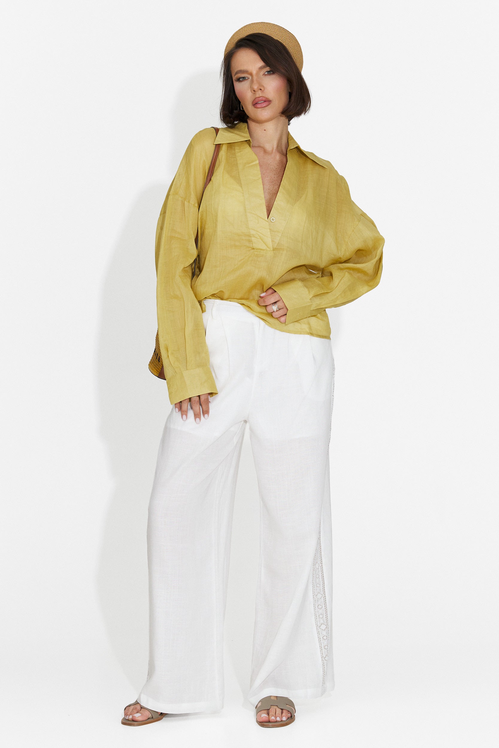 Hibiscus Bogas Casual Yellow Women's Shirt