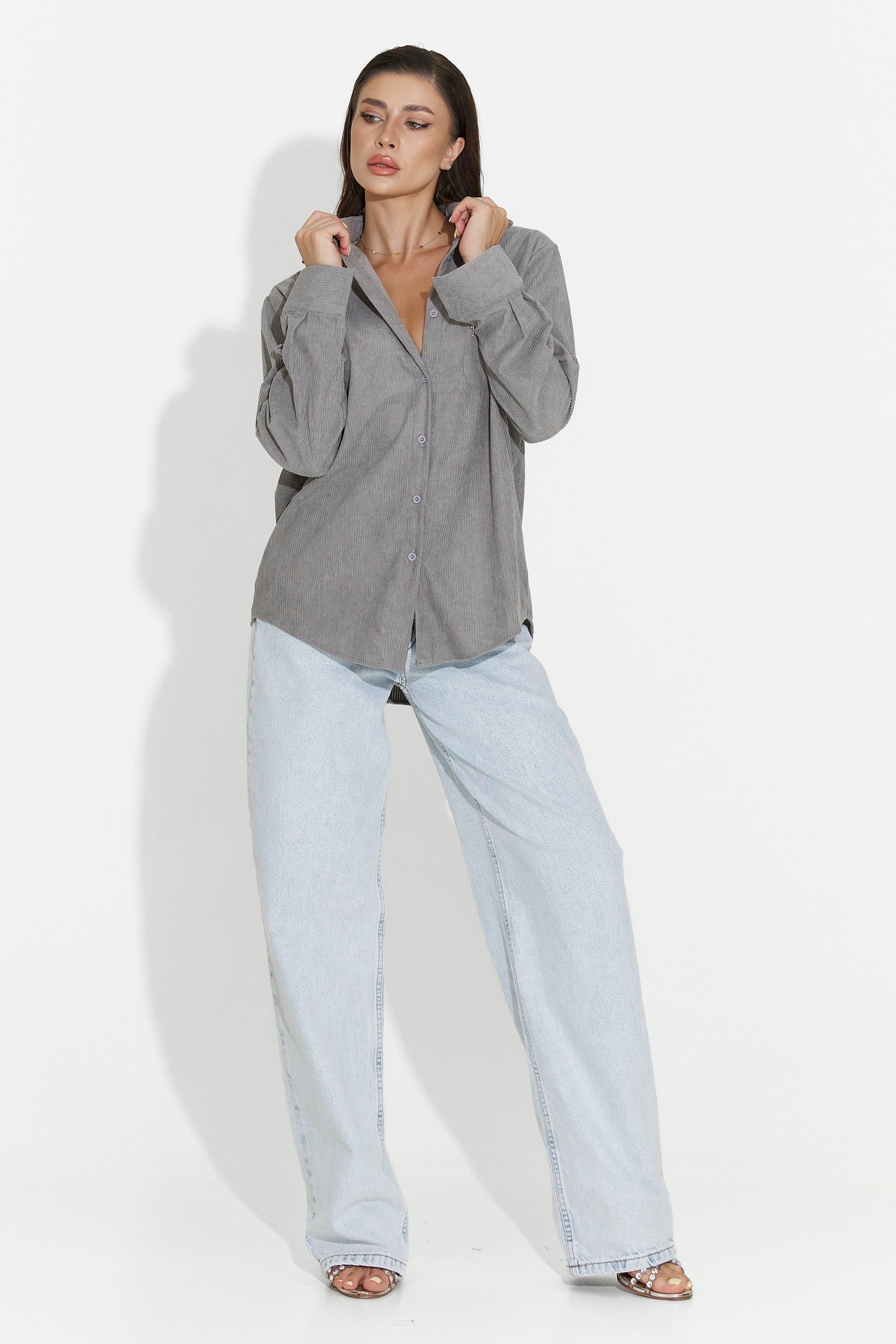 Szara casualowa koszula damska Deliora Bogas