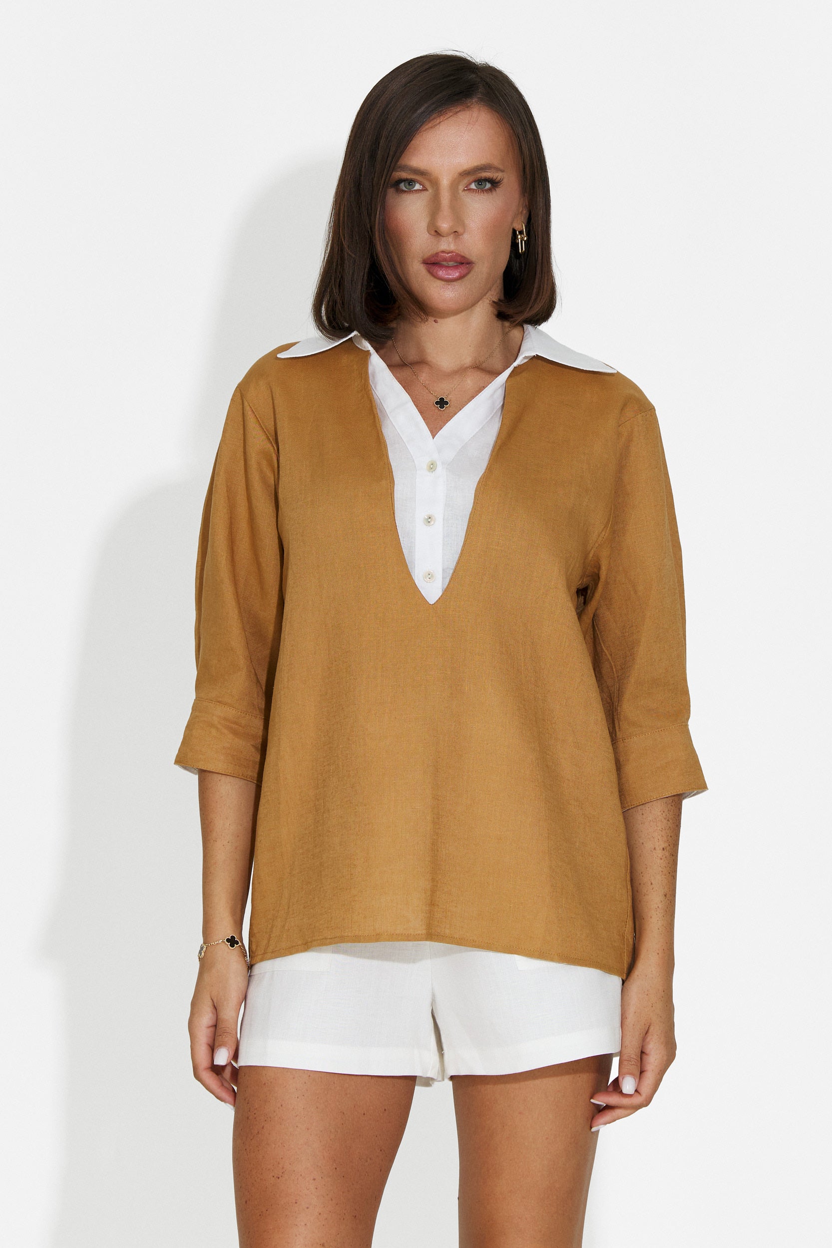 Casual brown women's shirt Esperia Bogas