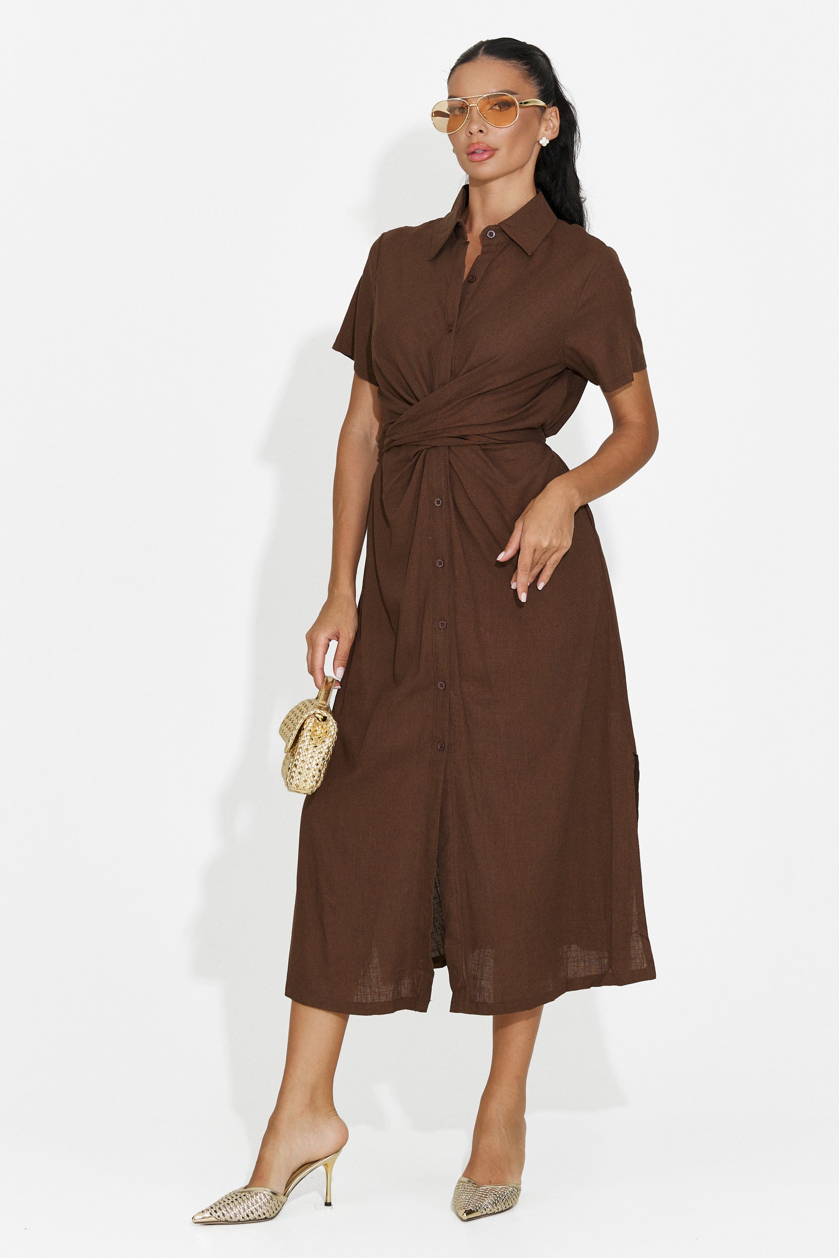 Brown casual women's shirt Genoma Bogas