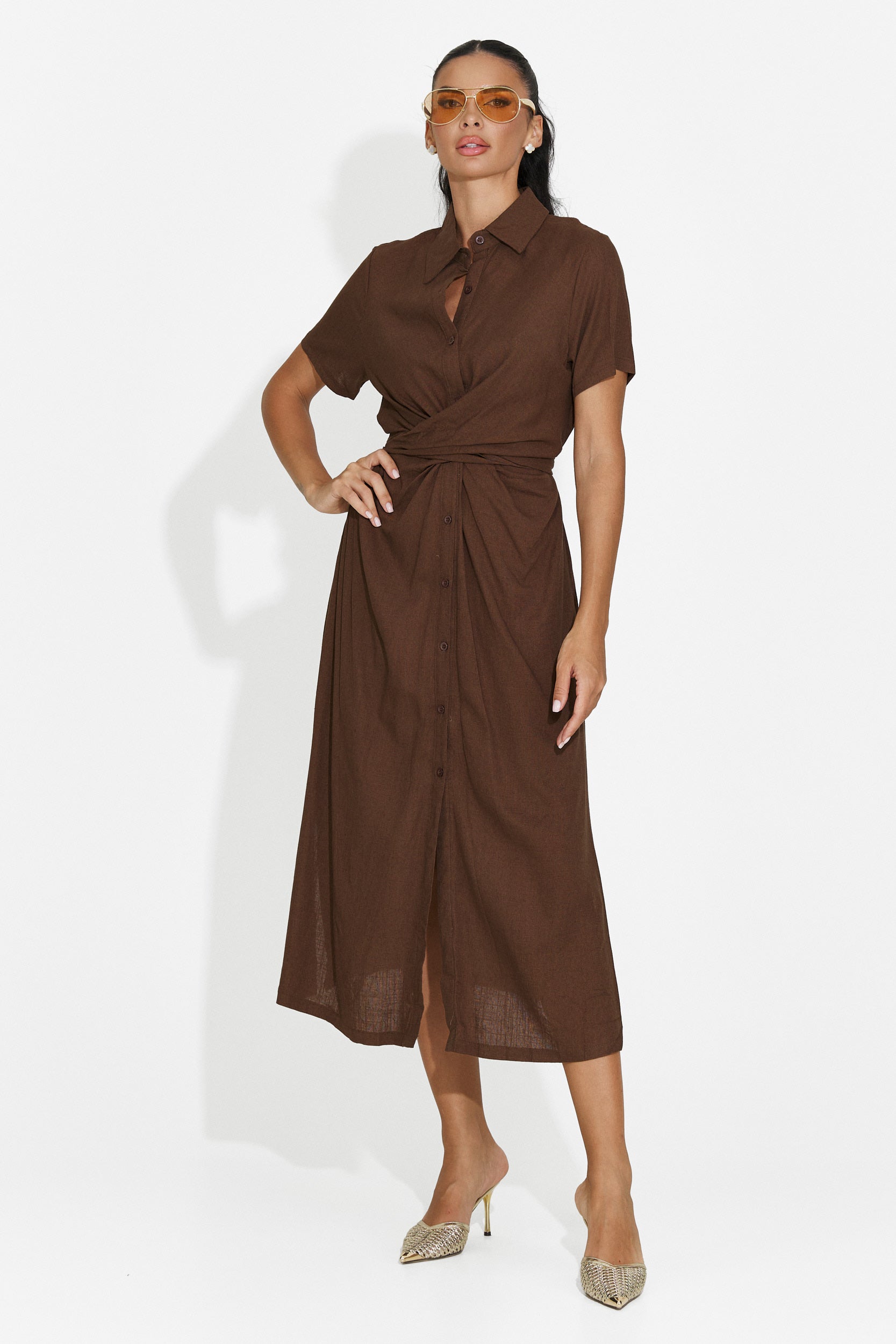 Brown casual women's shirt Genoma Bogas
