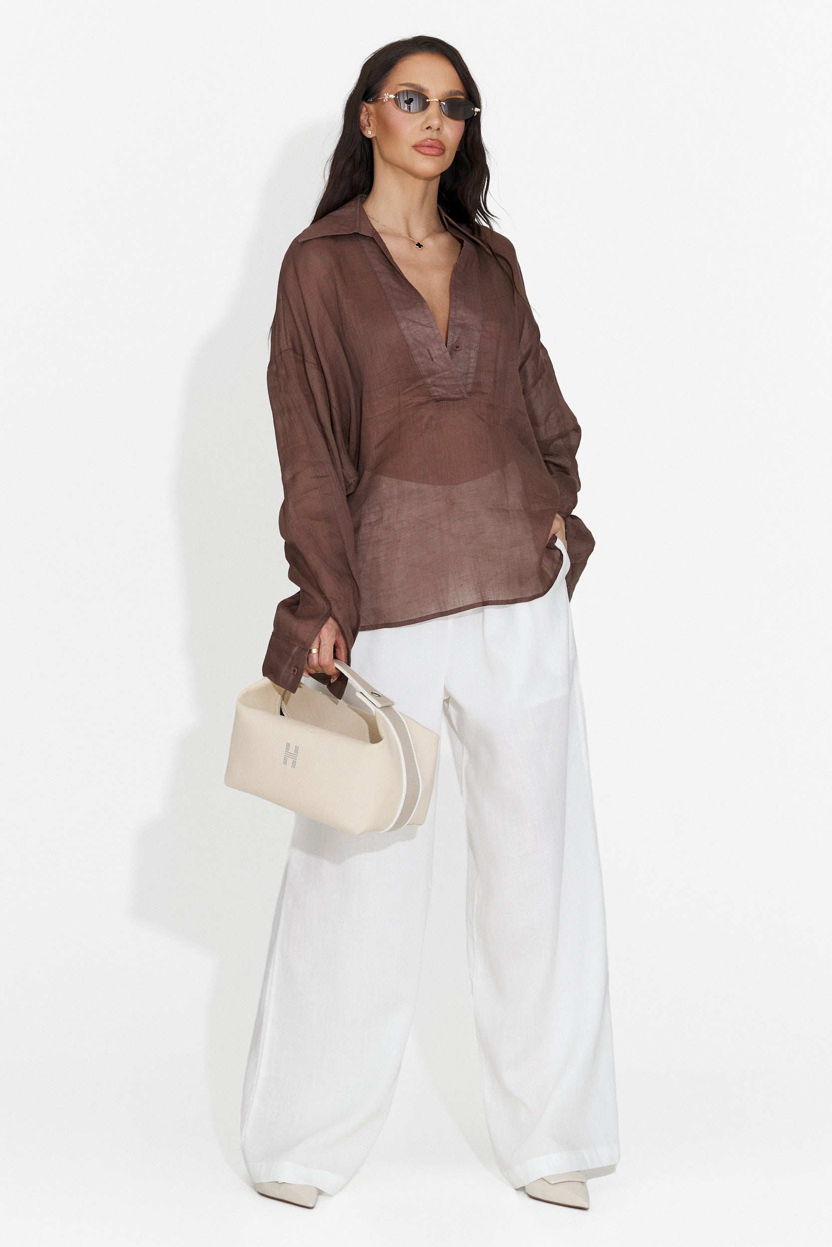 Camasa dama casual maro Hibiscus Bogas