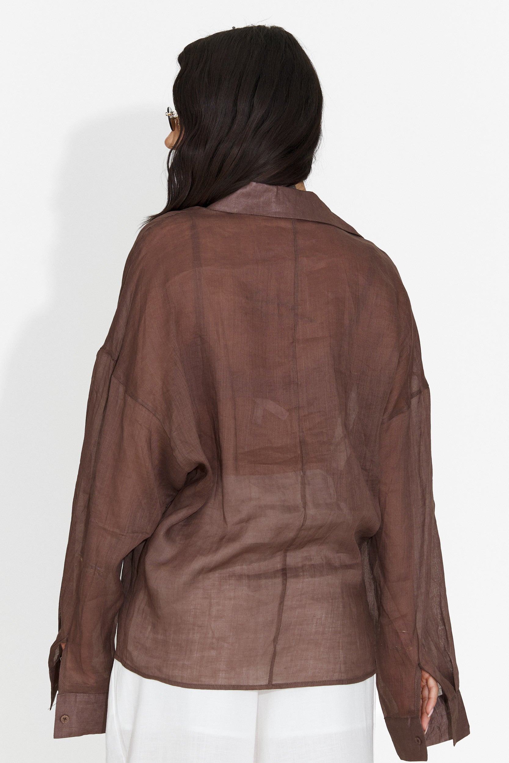 Camasa dama casual maro Hibiscus Bogas