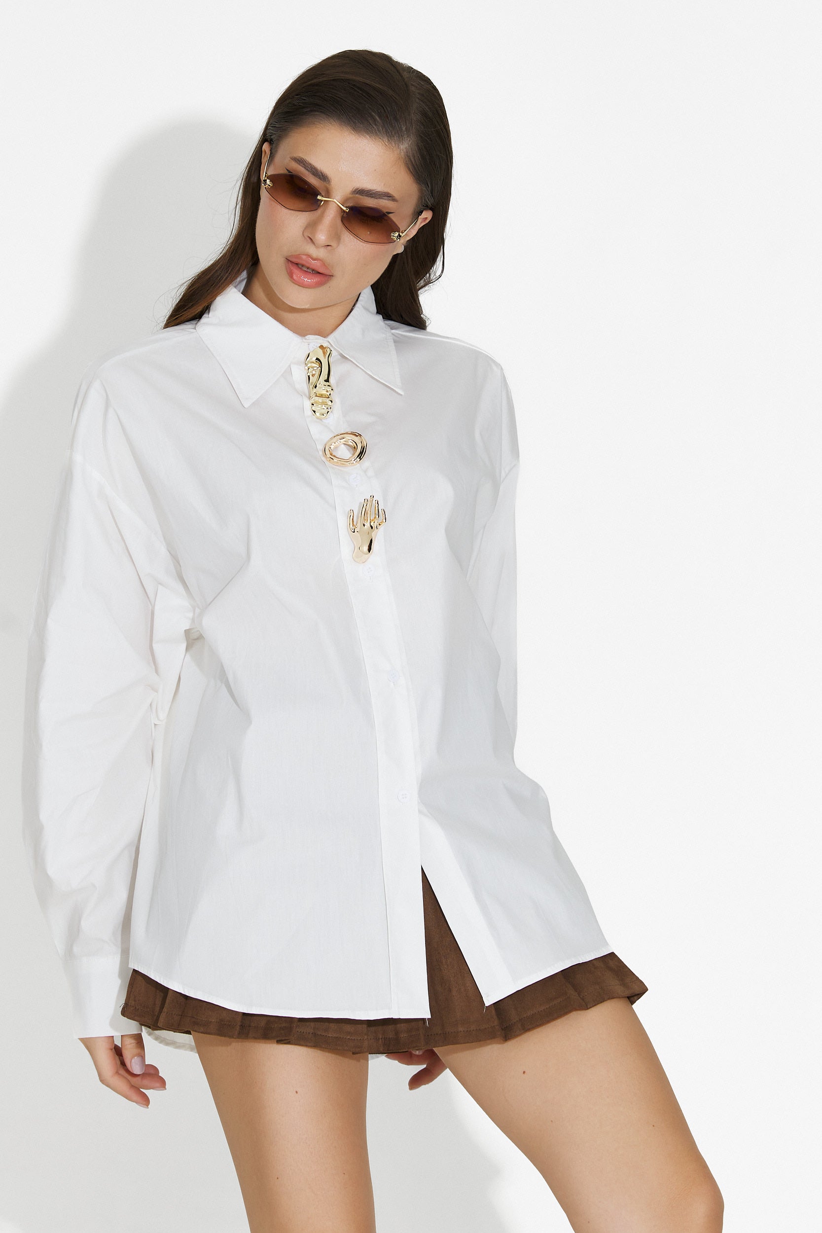 Feyora Bogas Elegant White Women's Shirt