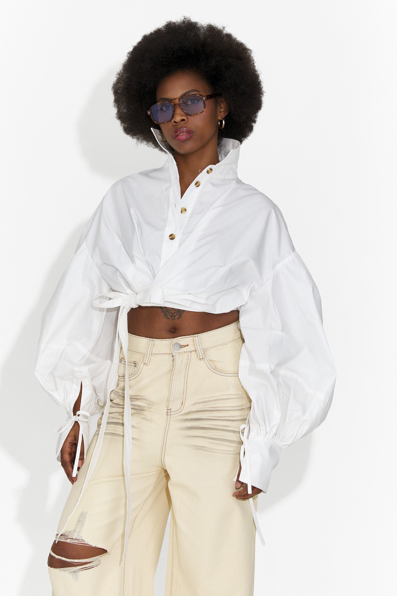 Λευκό κομψό γυναικείο πουκάμισο Janelia Bogas