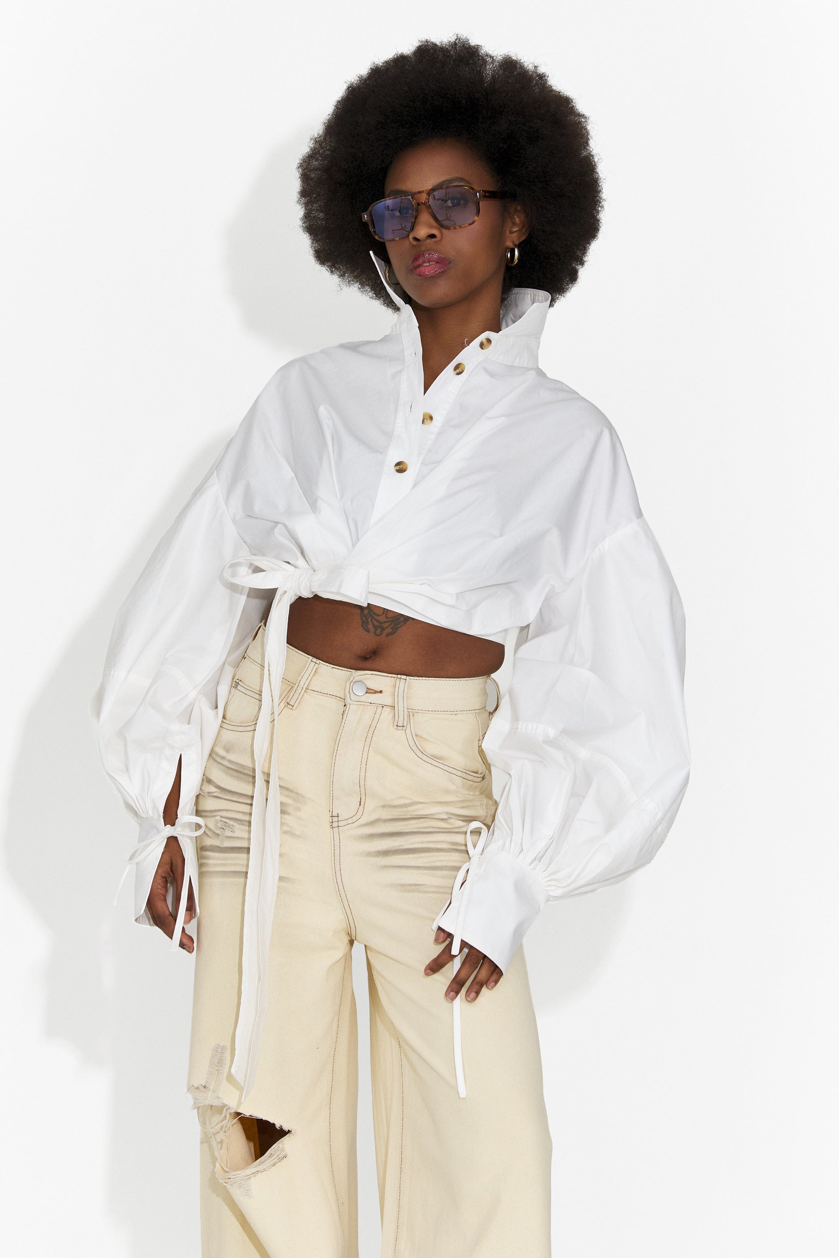 Λευκό κομψό γυναικείο πουκάμισο Janelia Bogas