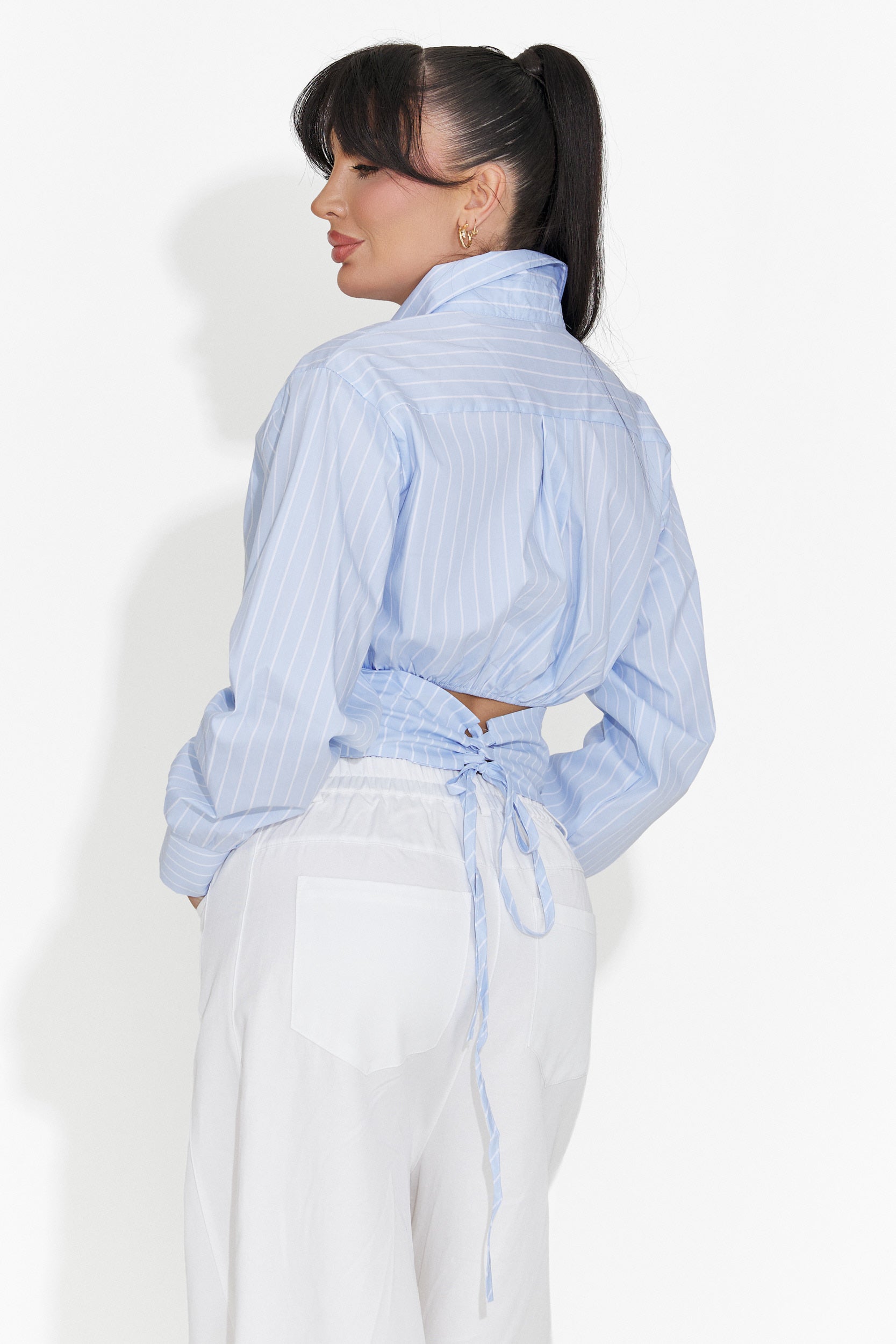 Κομψό γυναικείο πουκάμισο γαλάζιο Jolena Bogas