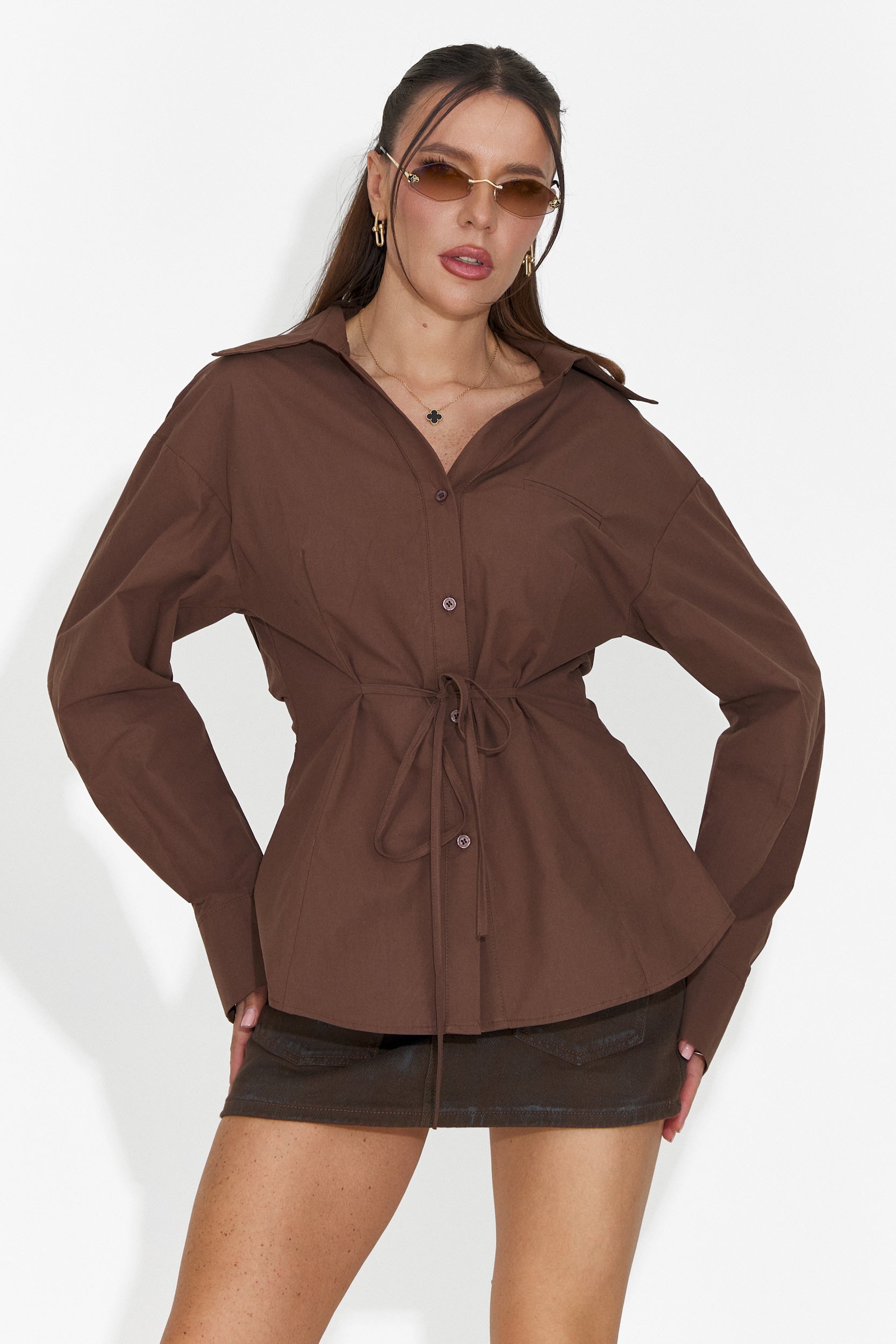 Blusa elegante marrón para mujer Alesya Bogas
