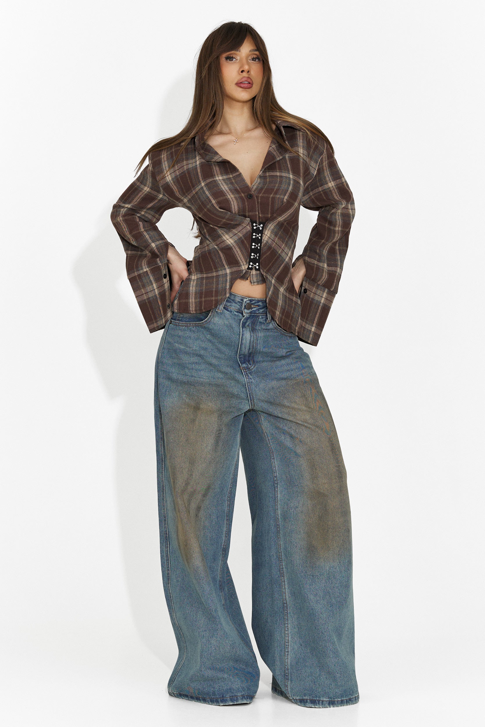 Blusa elegante marrón para mujer Hermiona Bogas