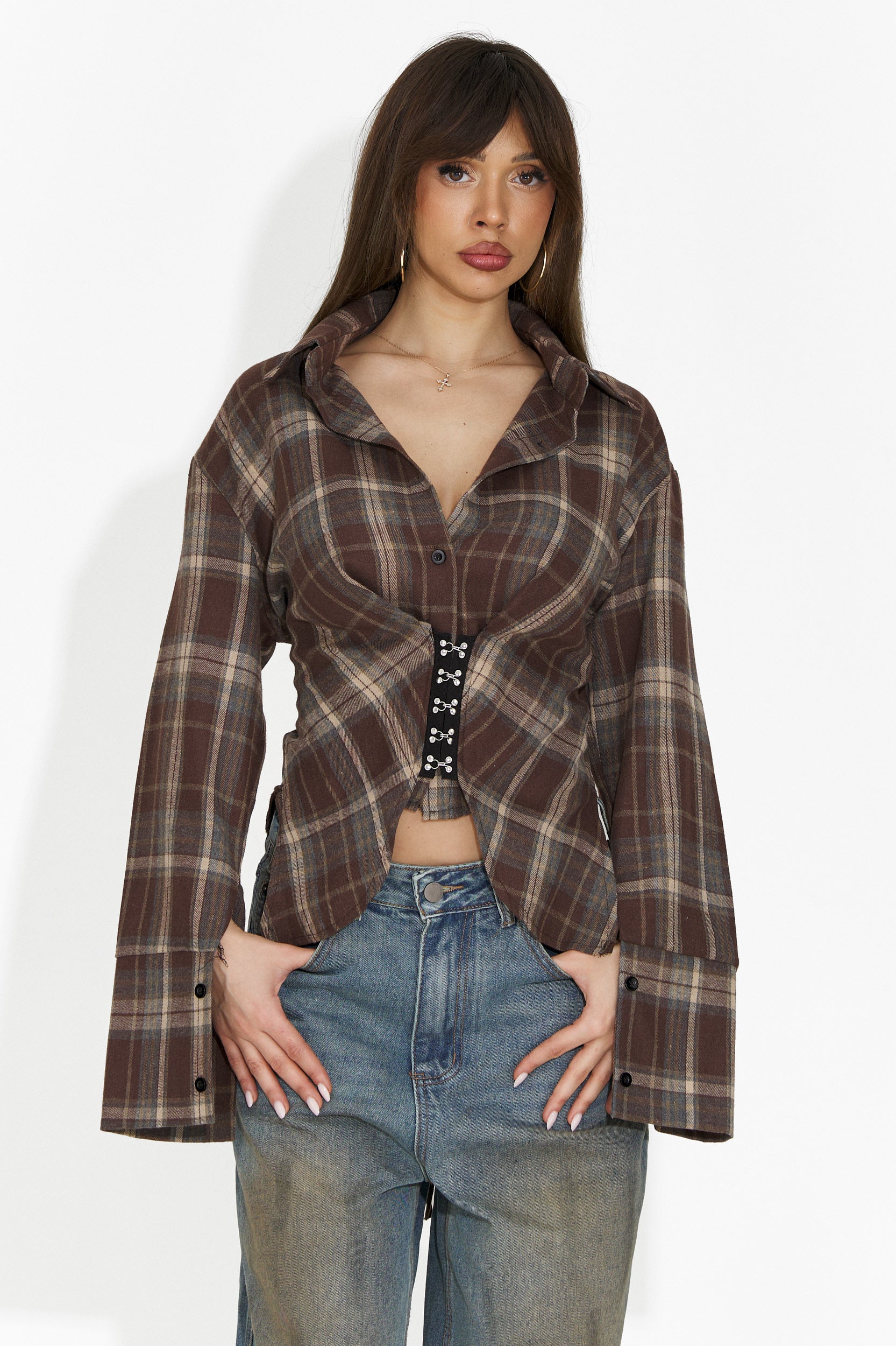 Blusa elegante marrón para mujer Hermiona Bogas