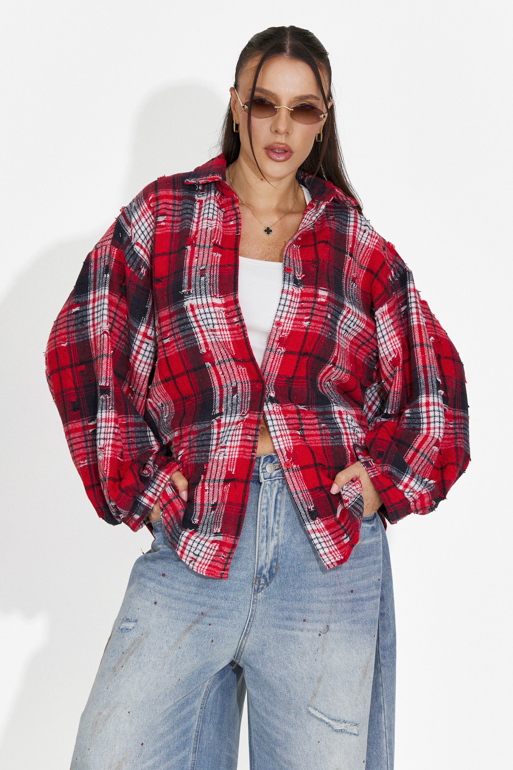 Elegant Red Women's Shirt Purely Bogas