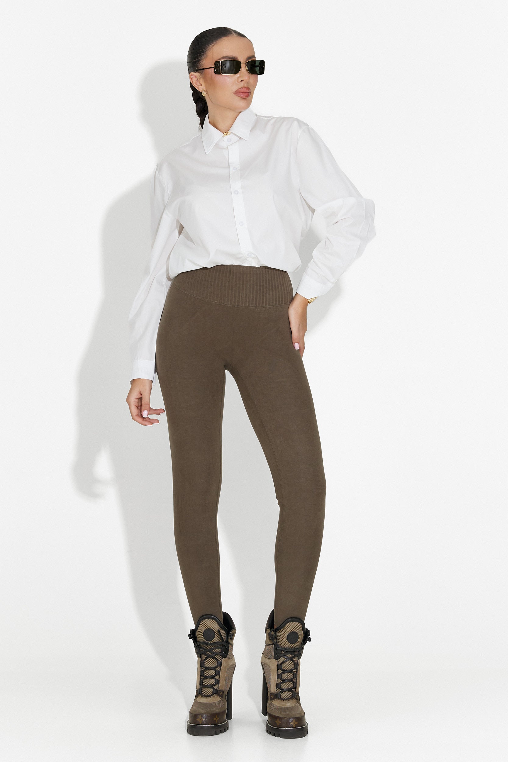 Michelina Bogas Warme Kompression Strumpfhosen in Khaki