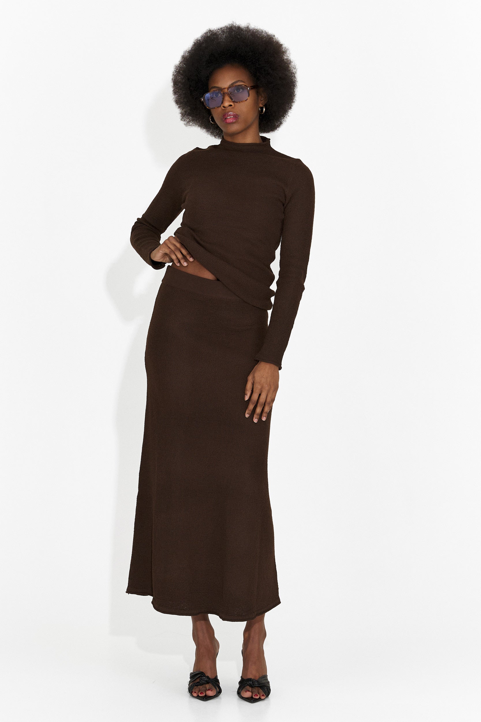 Brown casual skirt set Melonia Bogas